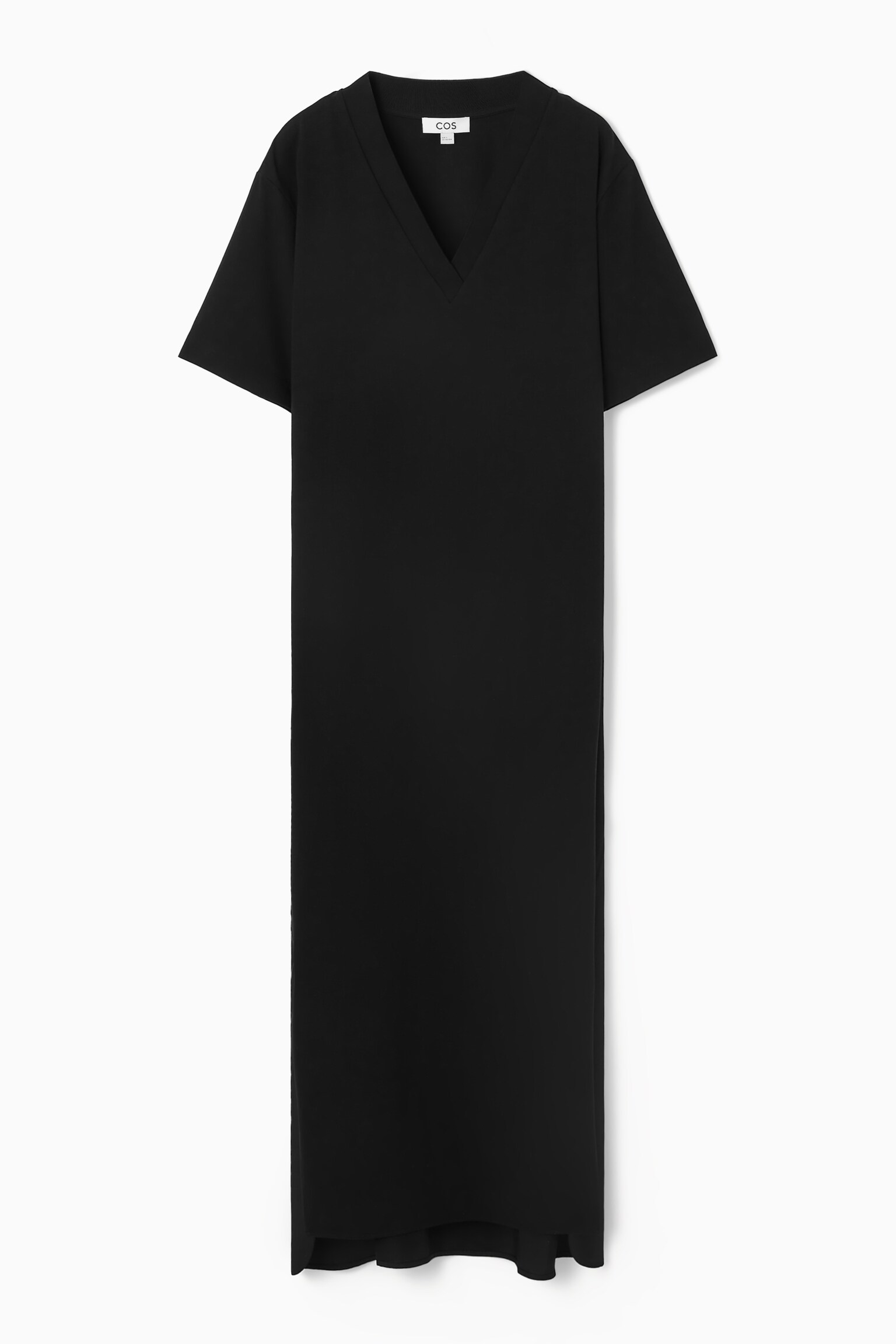 V-NECK MIDI DRESS - BLACK - 1