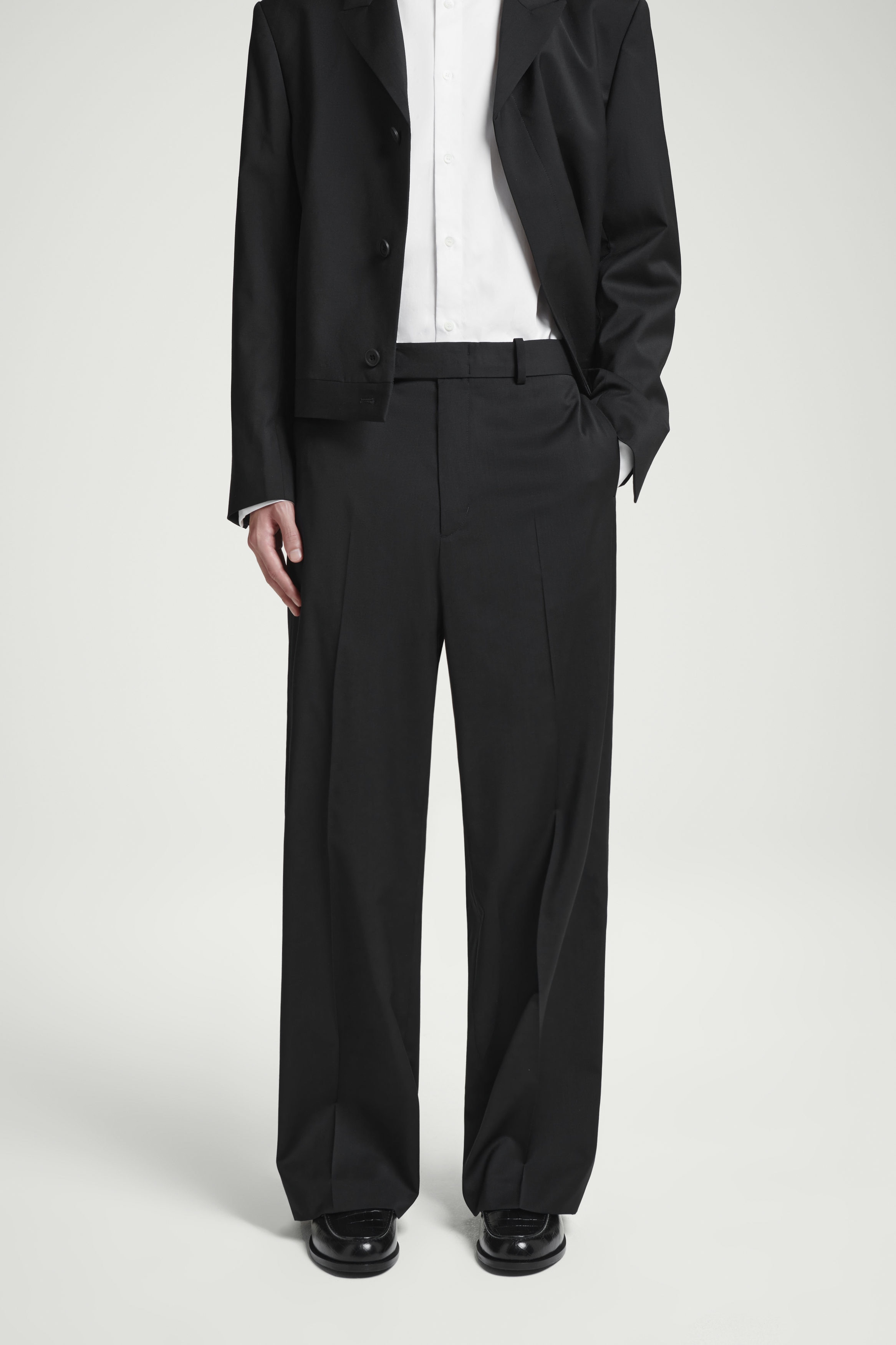 TAILORED WOOL WIDE-LEG PANTS - BLACK | COS