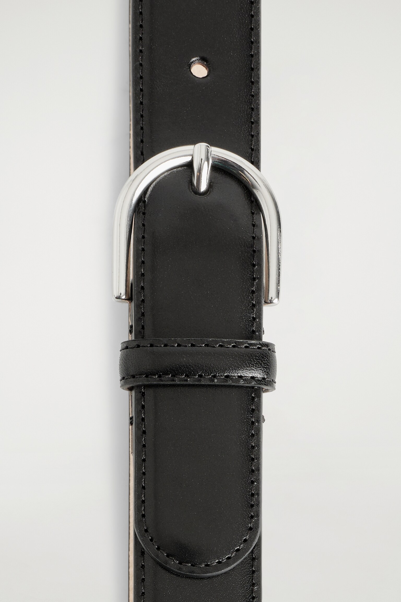 LEDERGÜRTEL MIT D-SCHNALLE - SCHWARZ/SILBER/SCHWARZ - 4