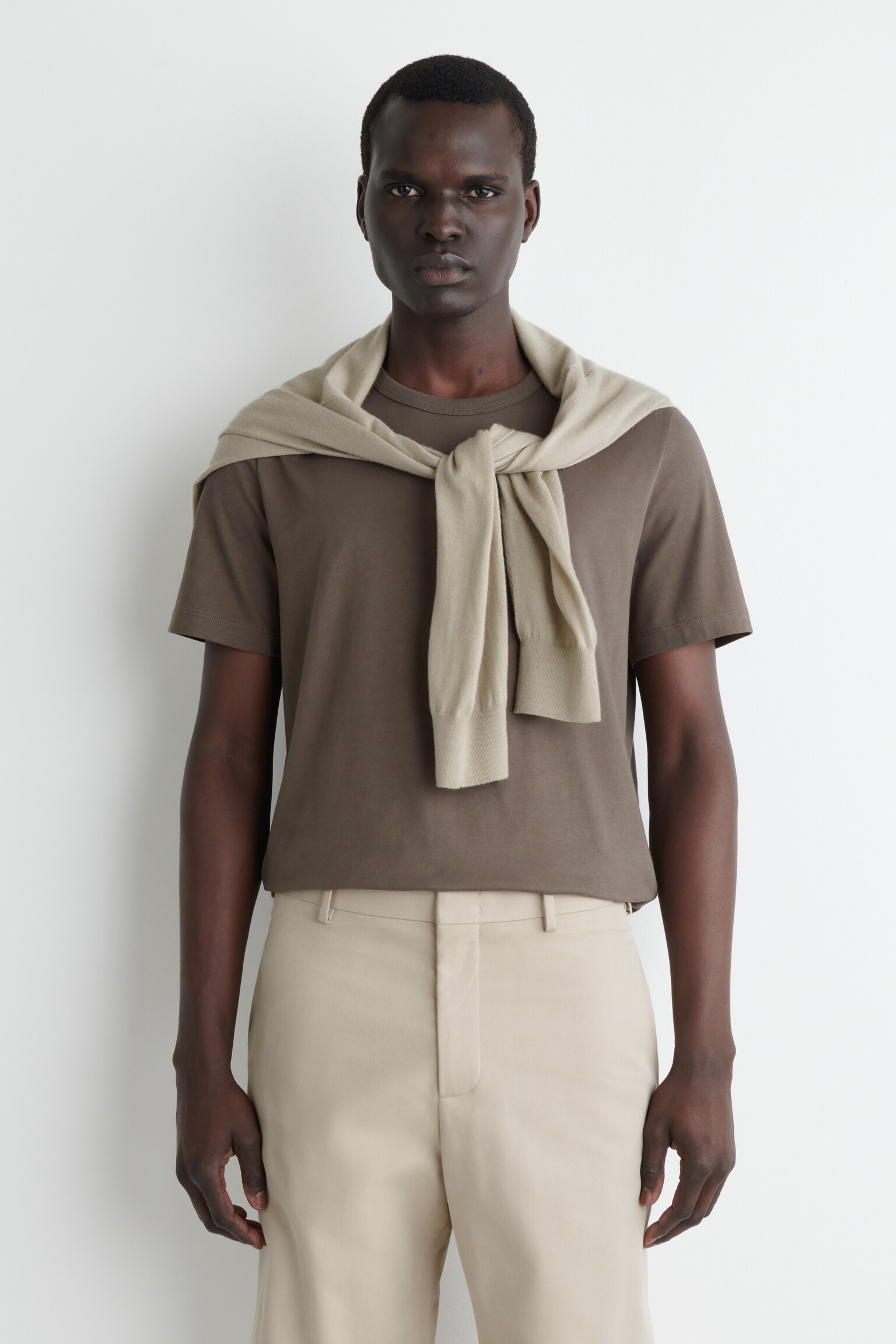 BRUSHED-COTTON T-SHIRT - DARK MOLE/WHITE/BEIGE/BLACK/NAVY/MOLE/BURGUNDY/APRICOT