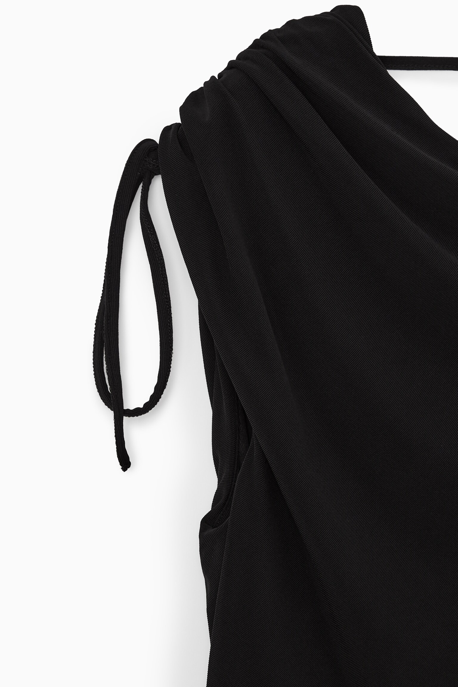 ASYMMETRIC COWL-NECK MAXI DRESS - BLACK - 3