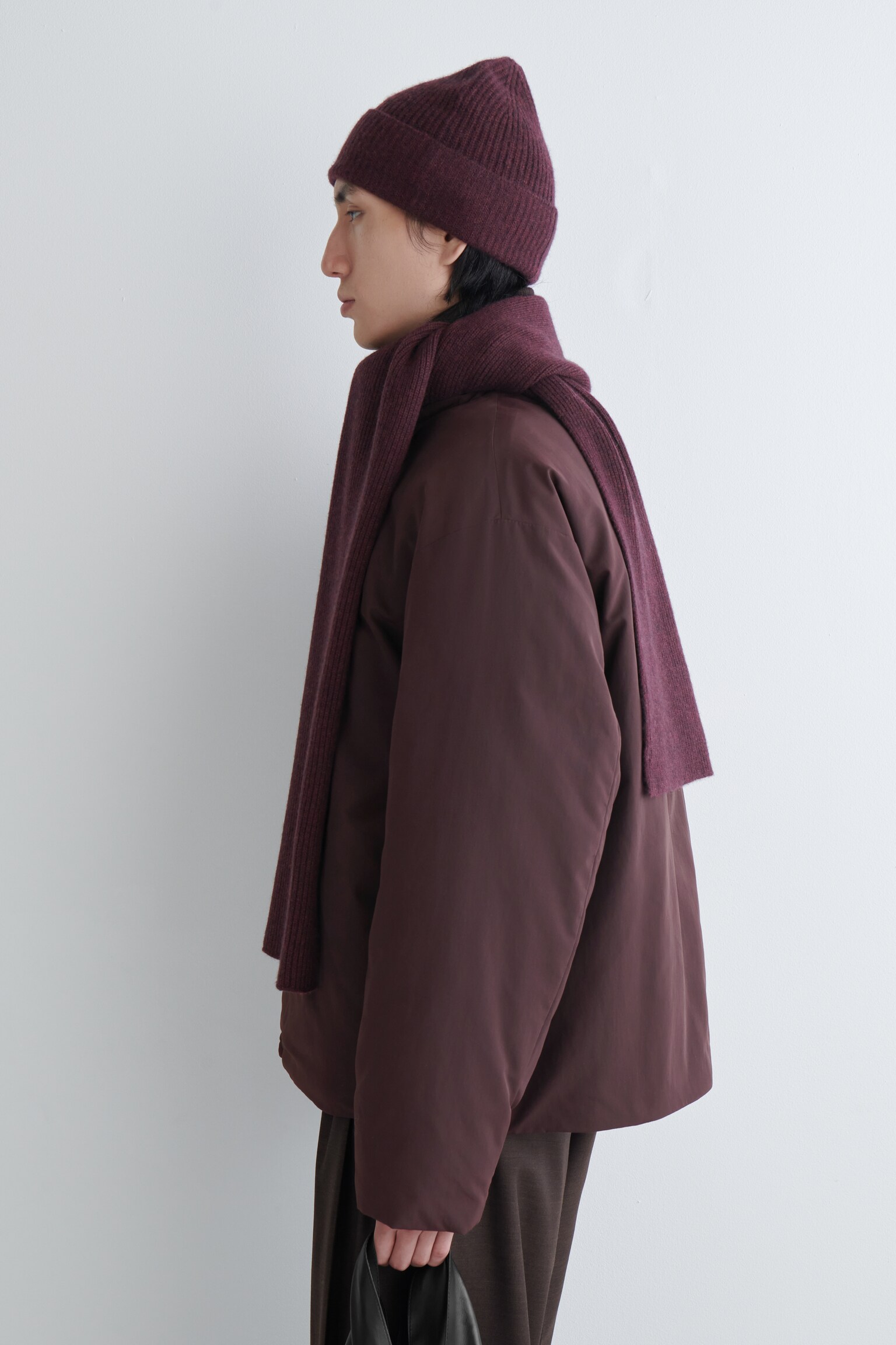 SCIARPA IN LANA E CASHMERE A COSTE - BORDEAUX MÉLANGE - 6