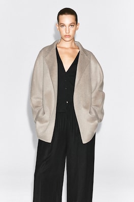 DOUBLE-FACED CASHMERE MOCK-NECK JACKET — OAT 3
