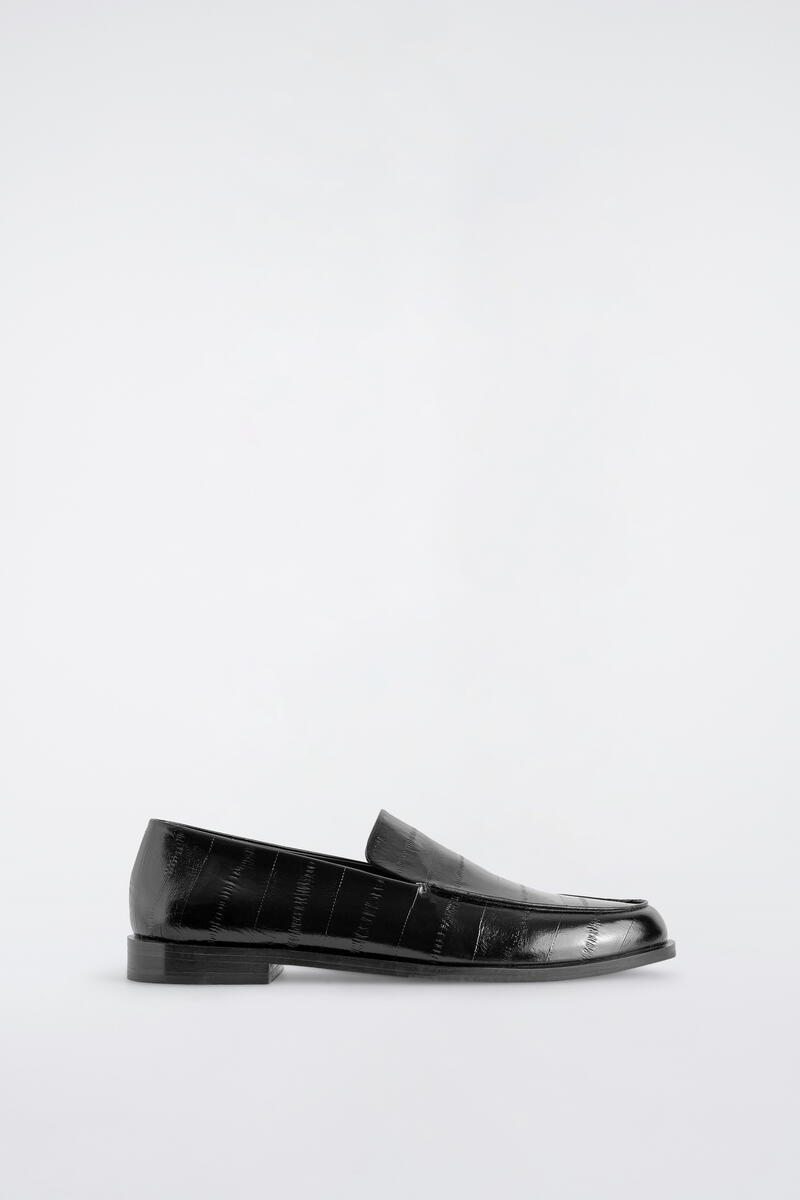 Eel-Effect Leather Loafers