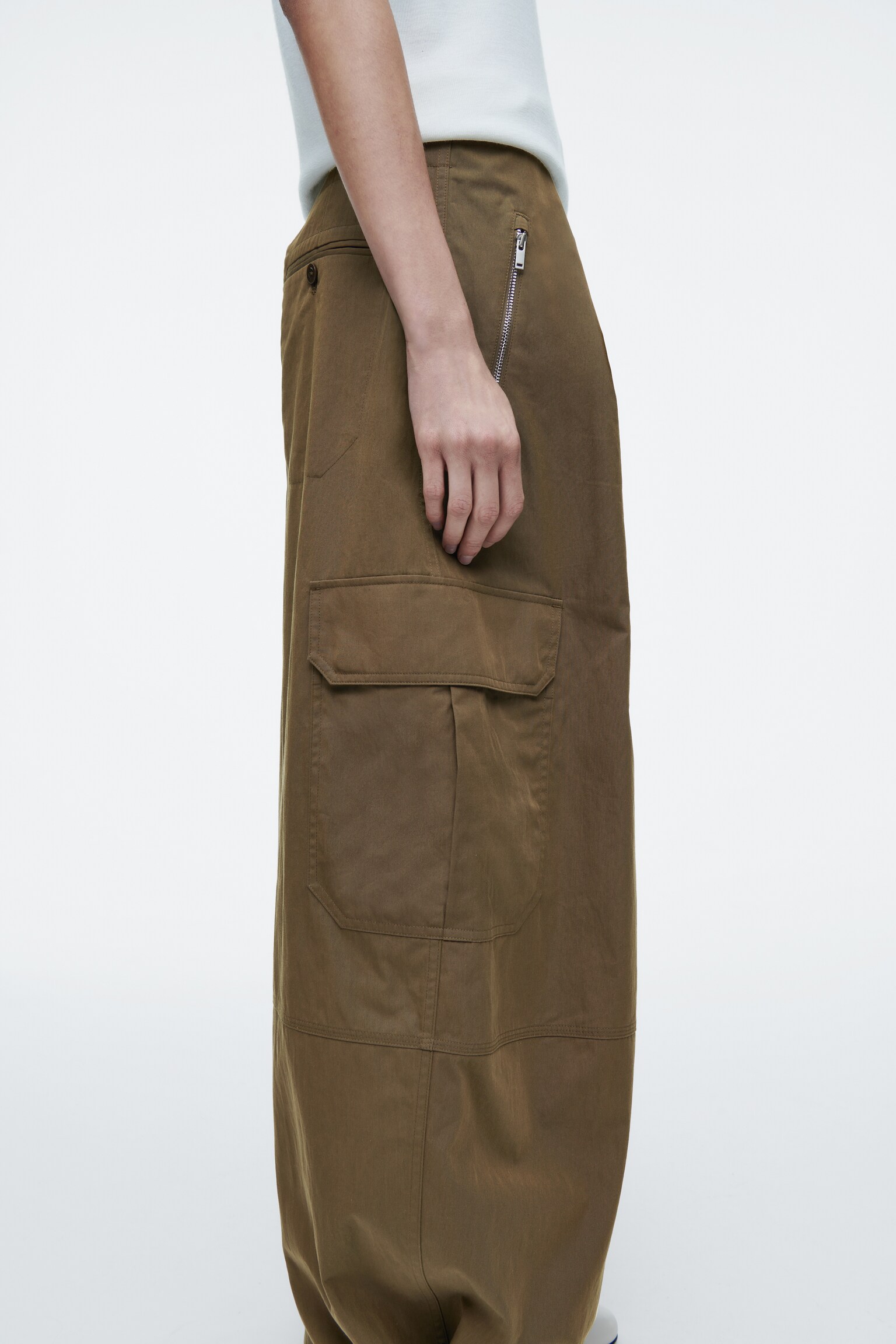 UTILITY BARREL-LEG TROUSERS - BROWN/DARK GREEN - 5
