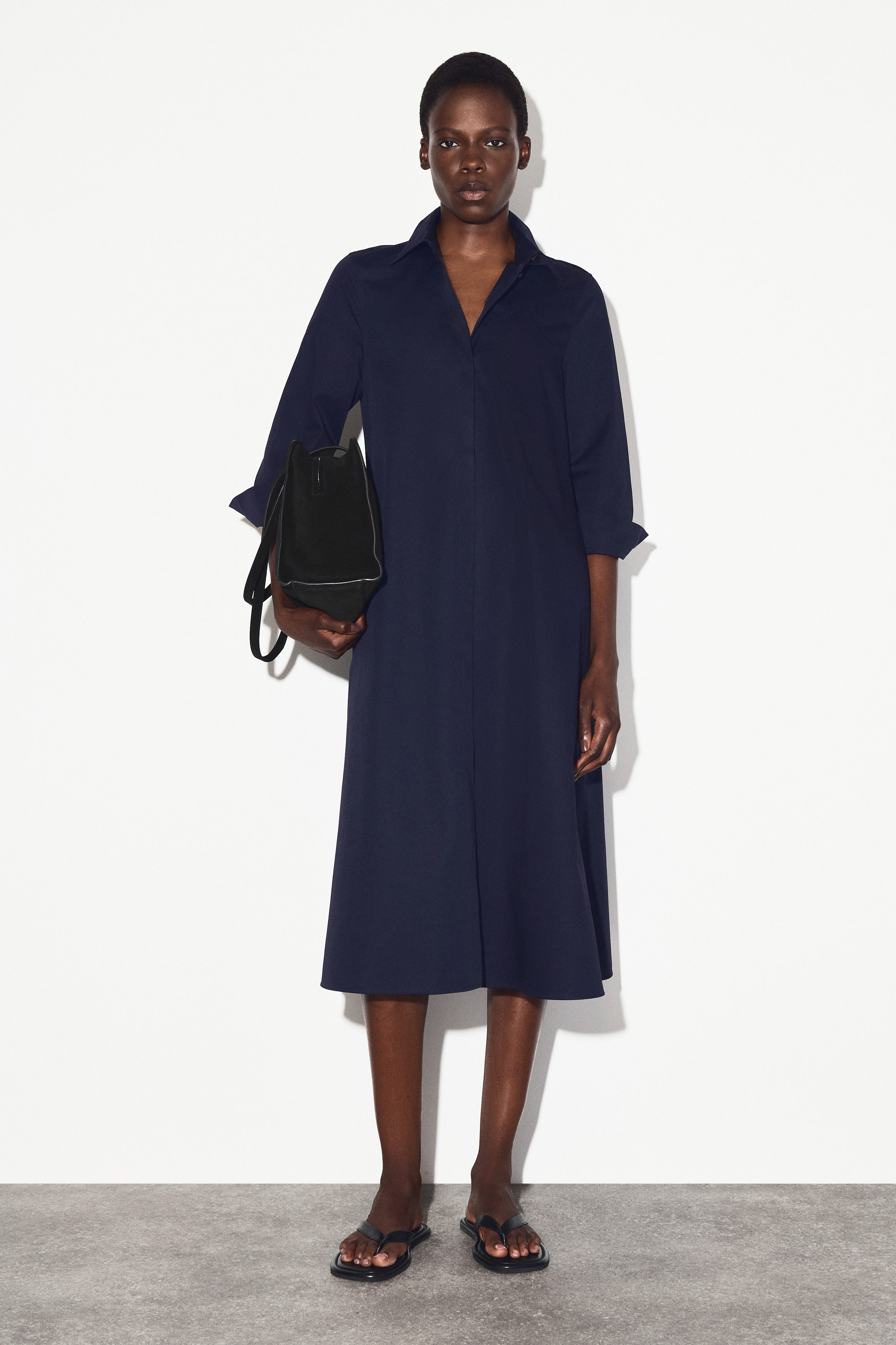 VOLUMINOUS MAXI SHIRT DRESS - NAVY | COS US