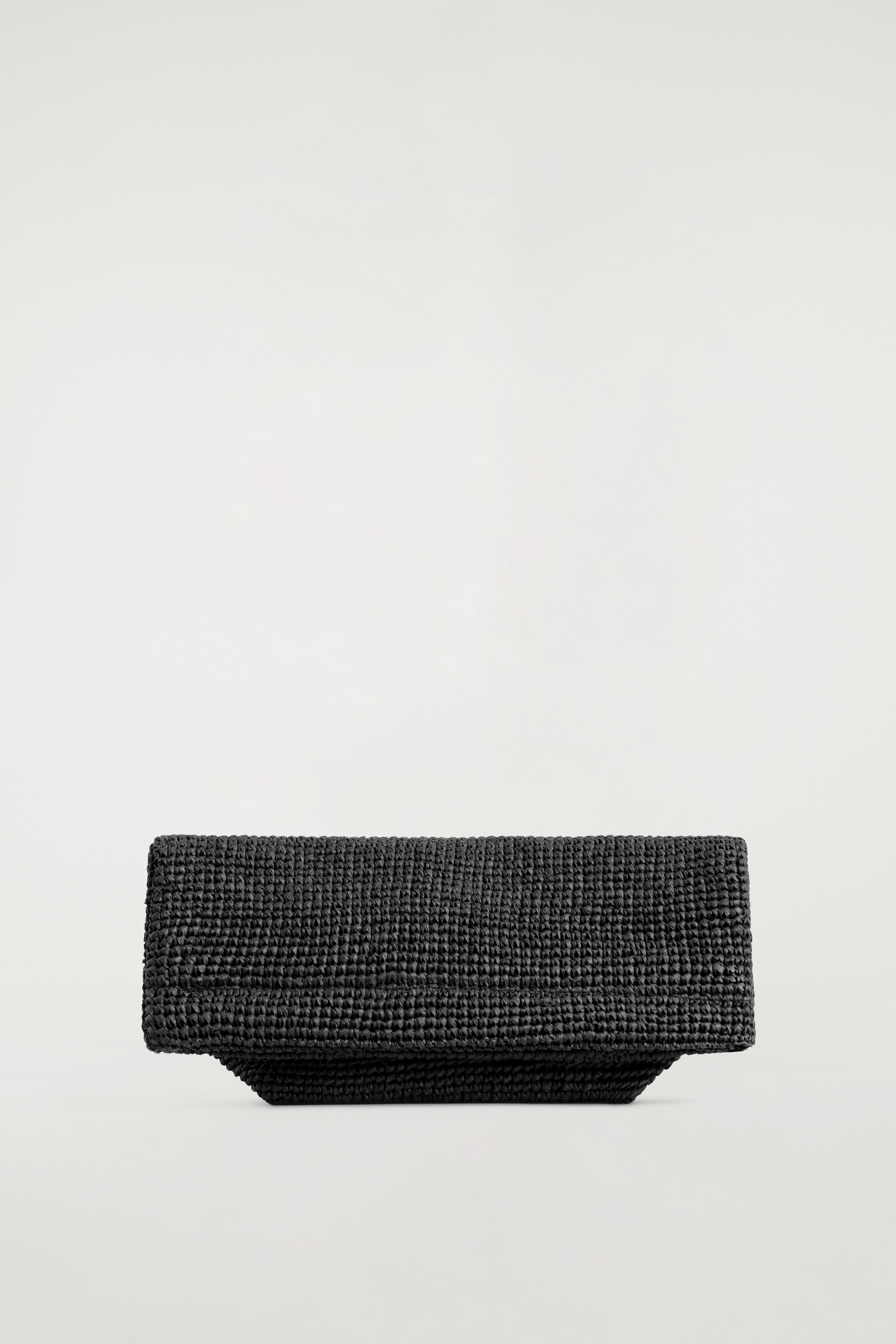 FOLDED CLUTCH BAG - STRAW - BLACK/BEIGE