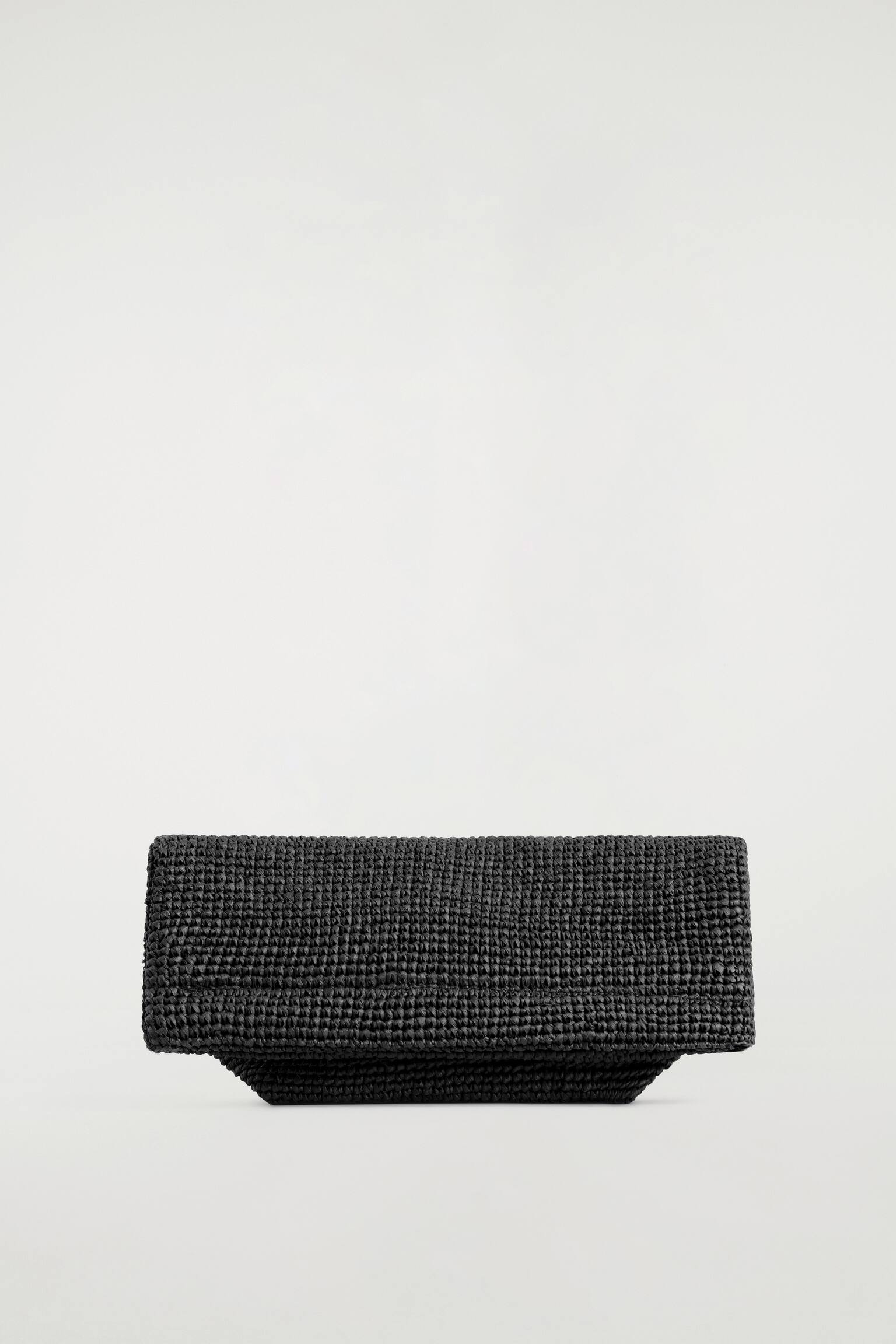 Gevouwen clutchtas - stro - ZWART - 1