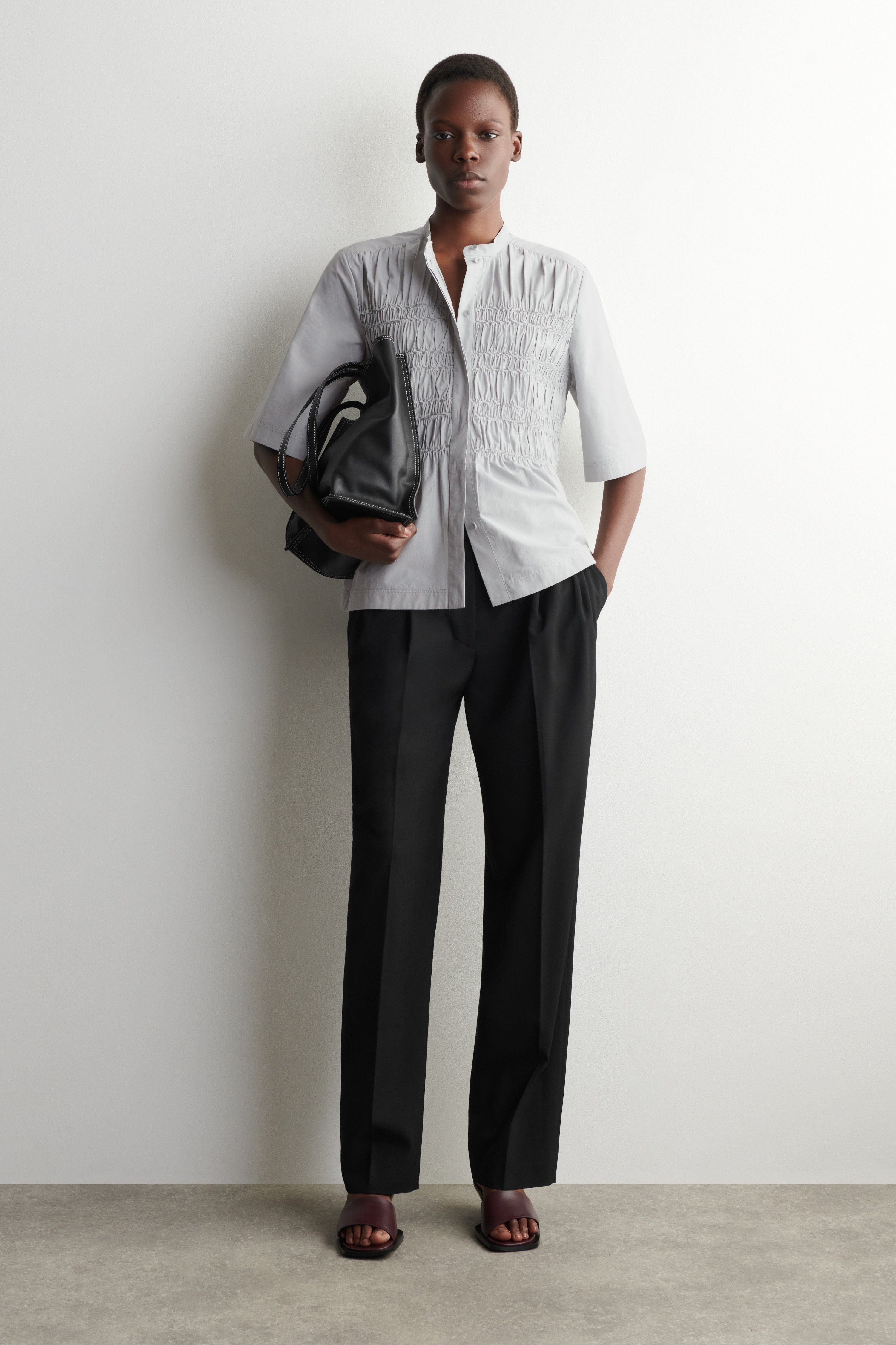RUCHED COTTON BLOUSE