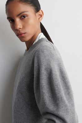 BALLOON-SLEEVE MERINO WOOL JUMPER — GREY 5