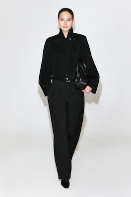 OVERSIZED CROPPED DOUBLE-FACED WOOL JACKET — BLACK 1