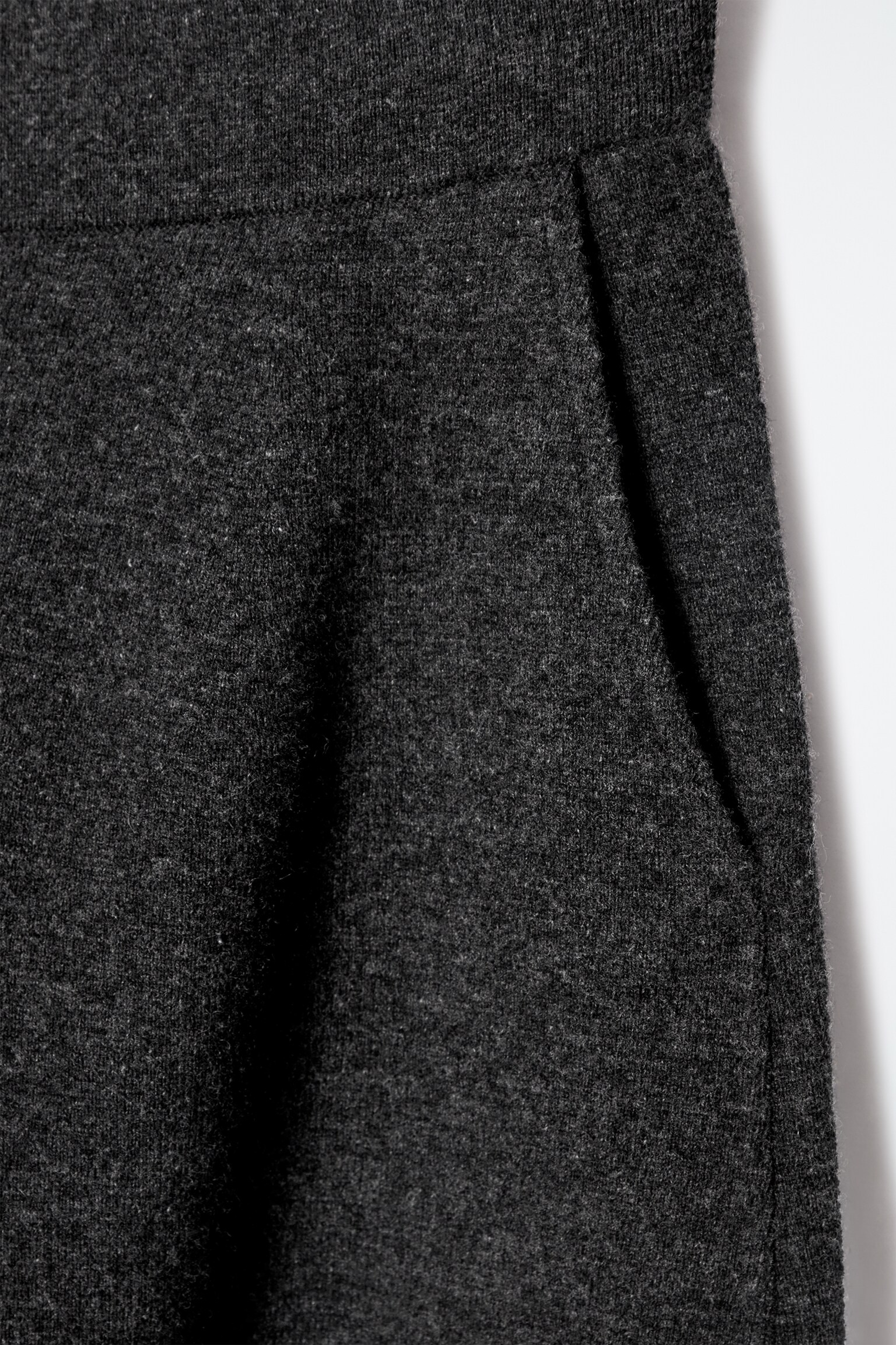 MERINO WOOL BARREL-LEG TROUSERS - CHARCOAL MÉLANGE/GREY MÉLANGE - 6