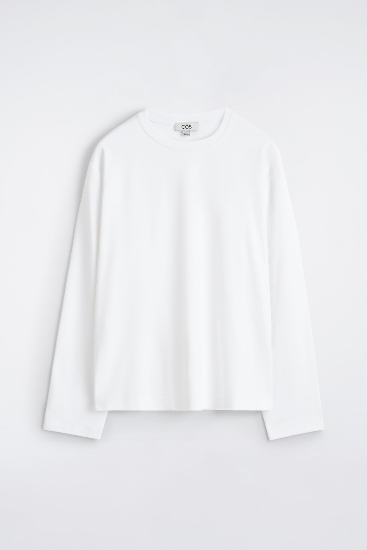 RELAXED JERSEY INTERLOCK LONG-SLEEVED T-SHIRT — WHITE