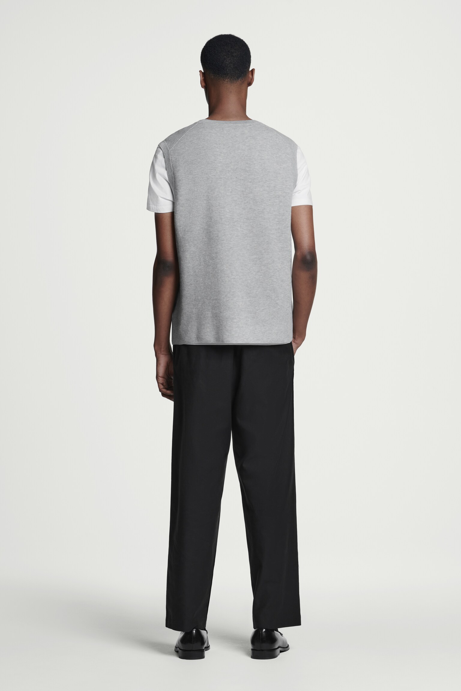 CANOTTA IN MAGLIA DOPPIATA - GRIGIO MÉLANGE/BLU NAVY - 4