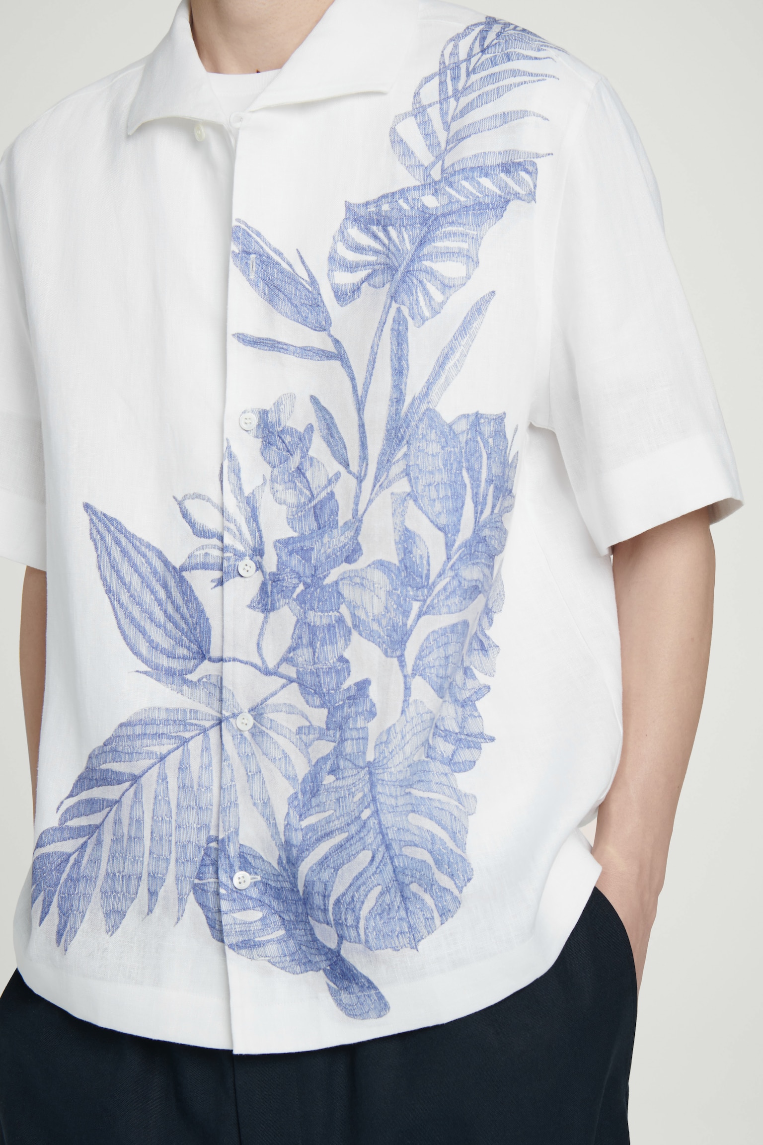 CHEMISE À MANCHES COURTES EN LIN - BLANC / BLEU / IMPRIMÉ/NOIR/BEIGE / NON TEINT/BLANC - 6