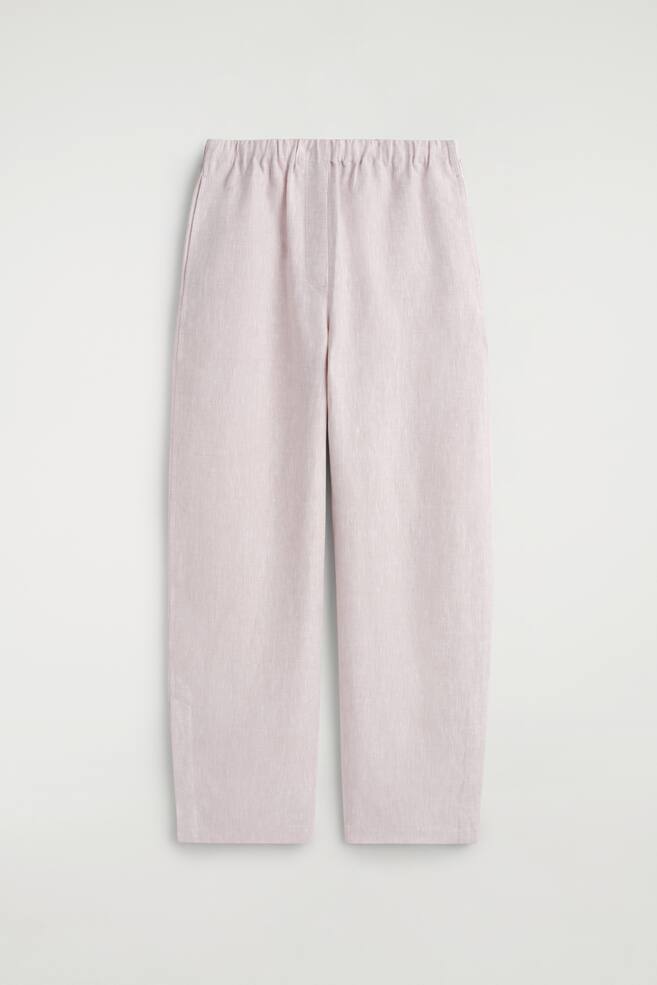 ELASTICATED LINEN BARREL-LEG TROUSERS - LIGHT PINK/NAVY/WHITE - 1