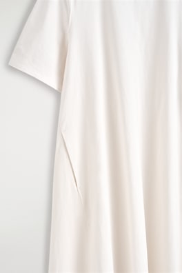 RAW-CUT COTTON MIDI DRESS — WHITE 5