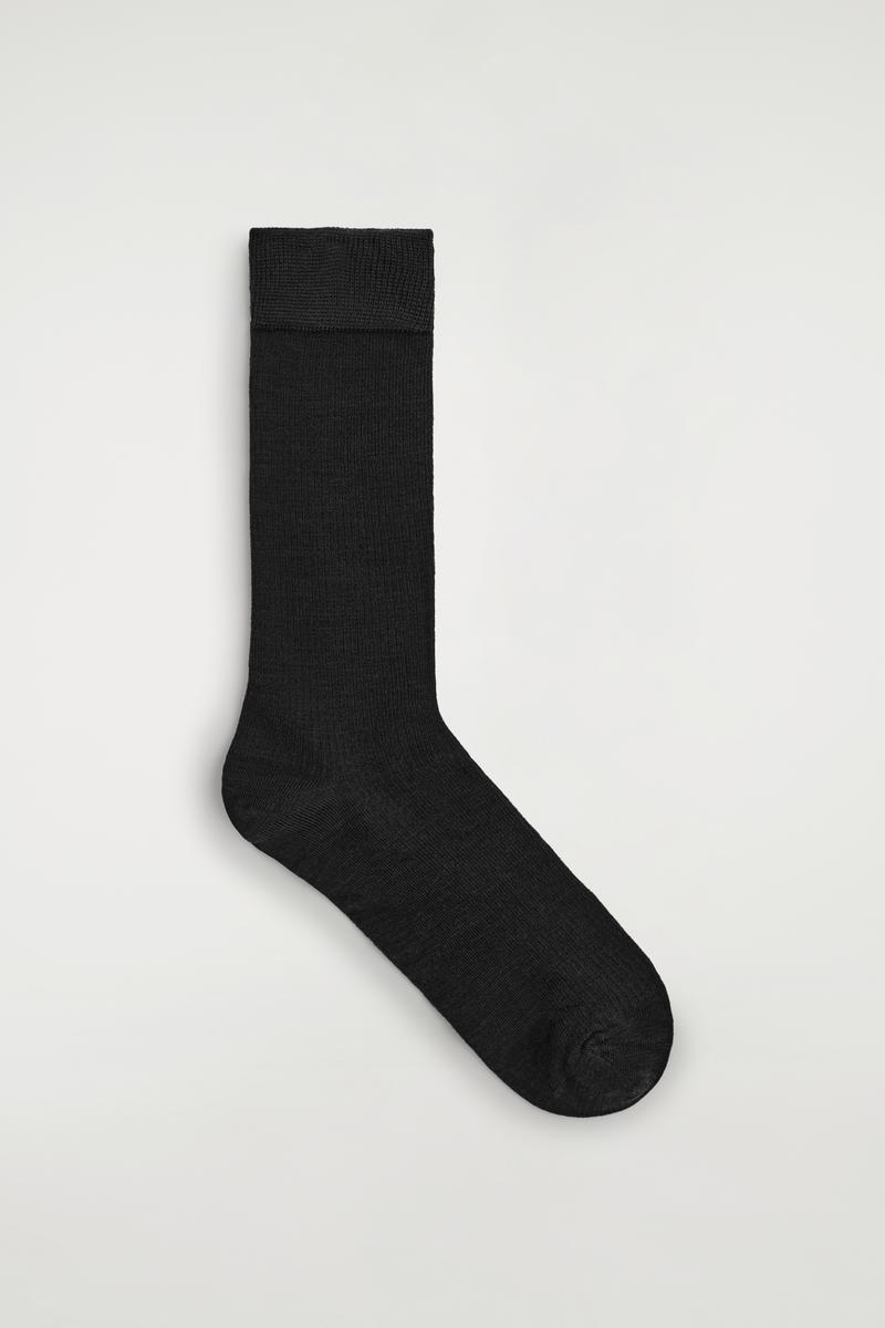 Cos Fine Wool Socks In Black