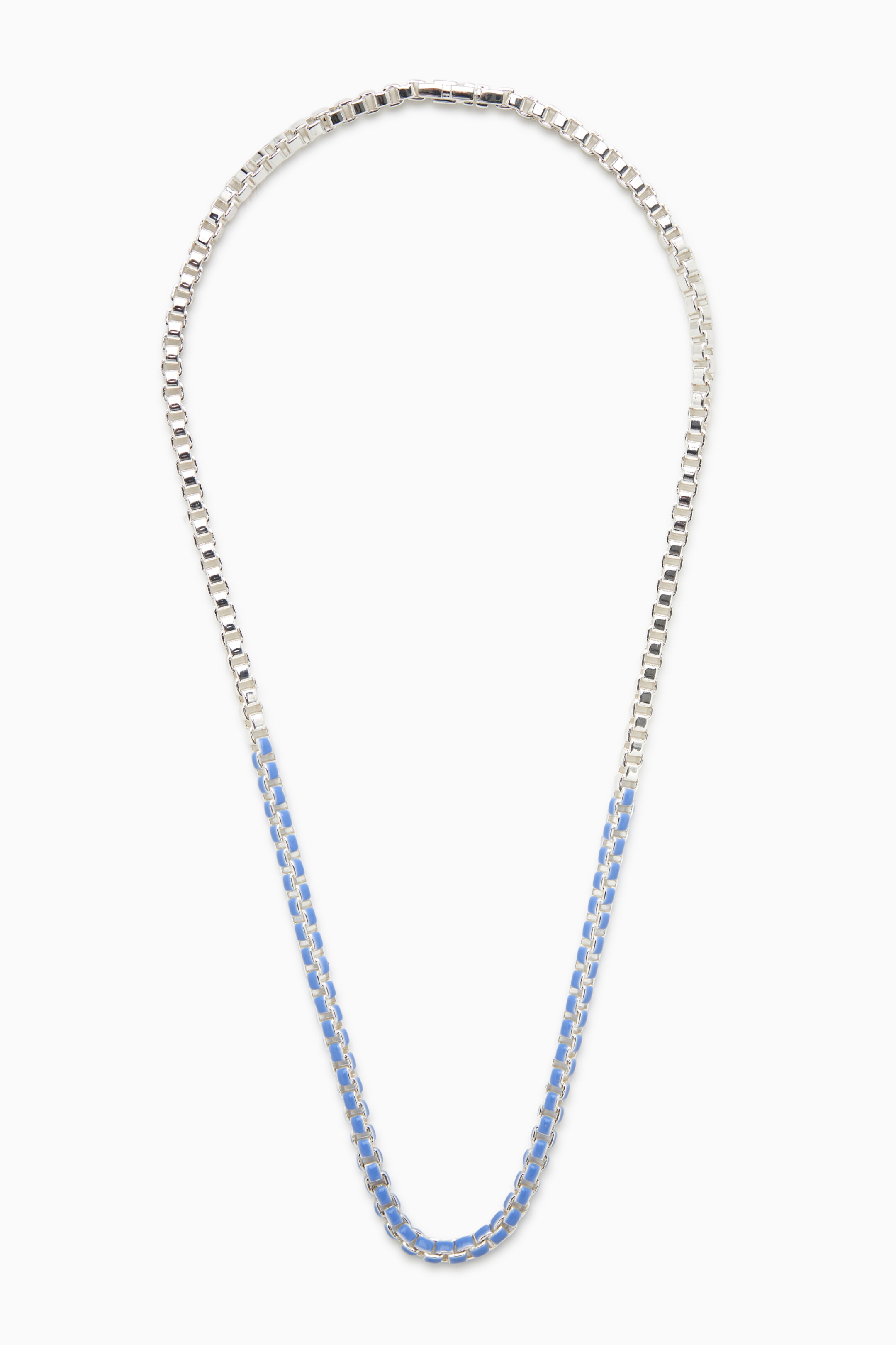 Grotere afbeelding bekijken: COATED BOX-CHAIN NECKLACE - SILVER / LIGHT BLUE - DAMES | H&M NL 1
