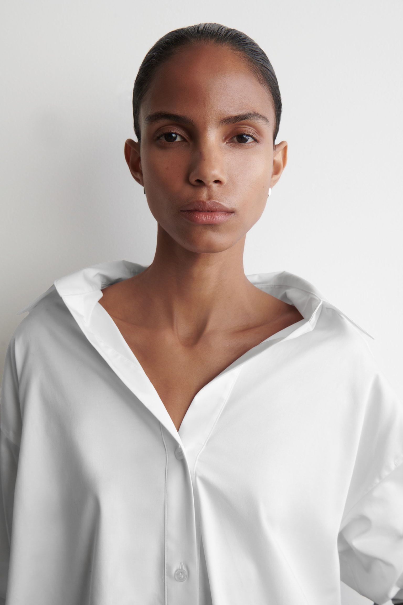 CHEMISE À COL OUVERT EN COTON - BLANC - 6