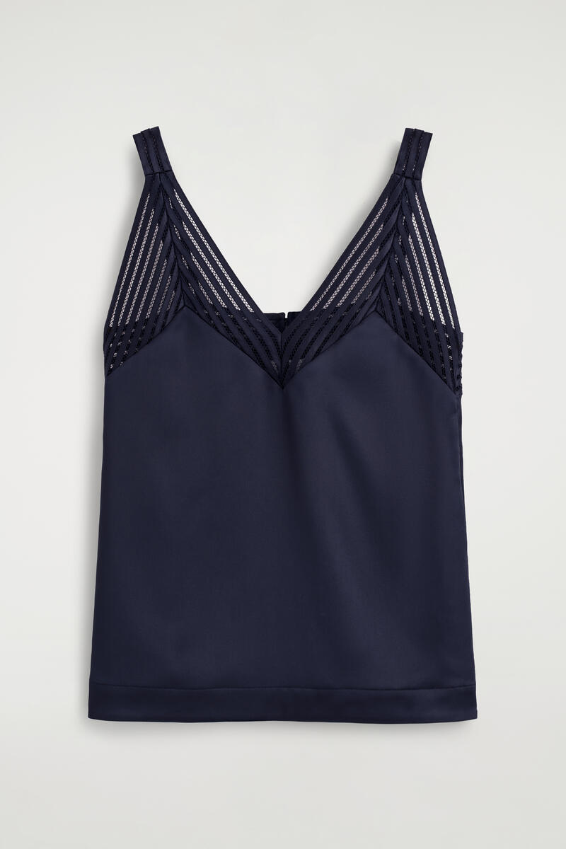 Open-Stitch Satin Cami Top