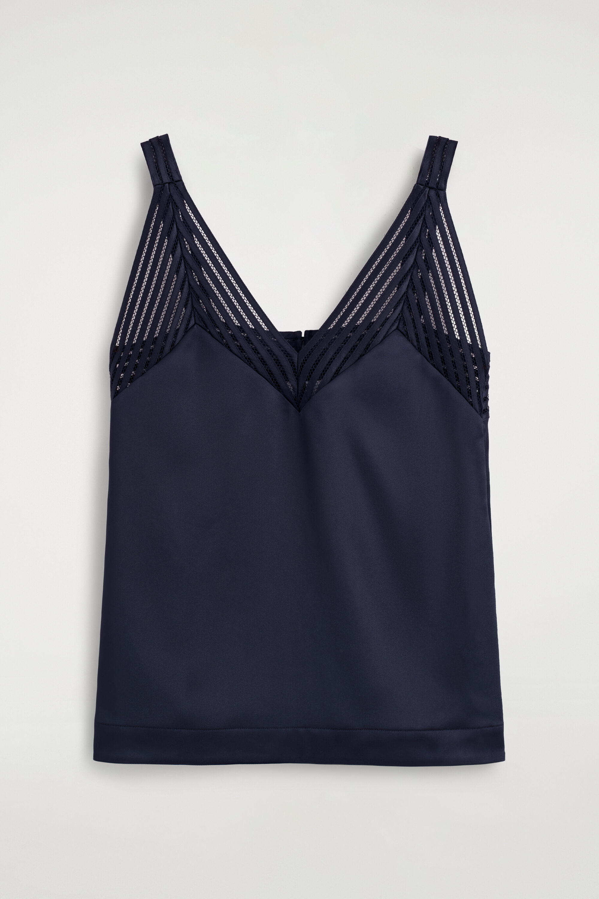 OPEN-STITCH SATIN CAMI TOP - NAVY | COS DE