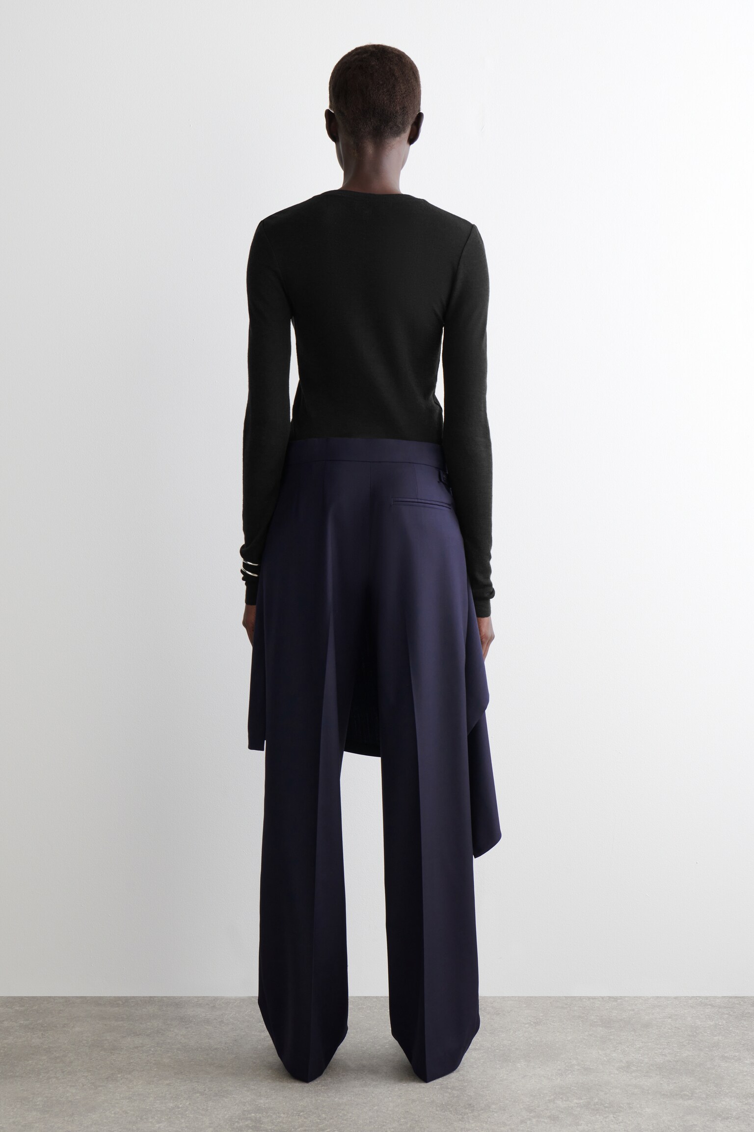 PANTALON-JUPE EN LAINE - BLEU MARINE - 3