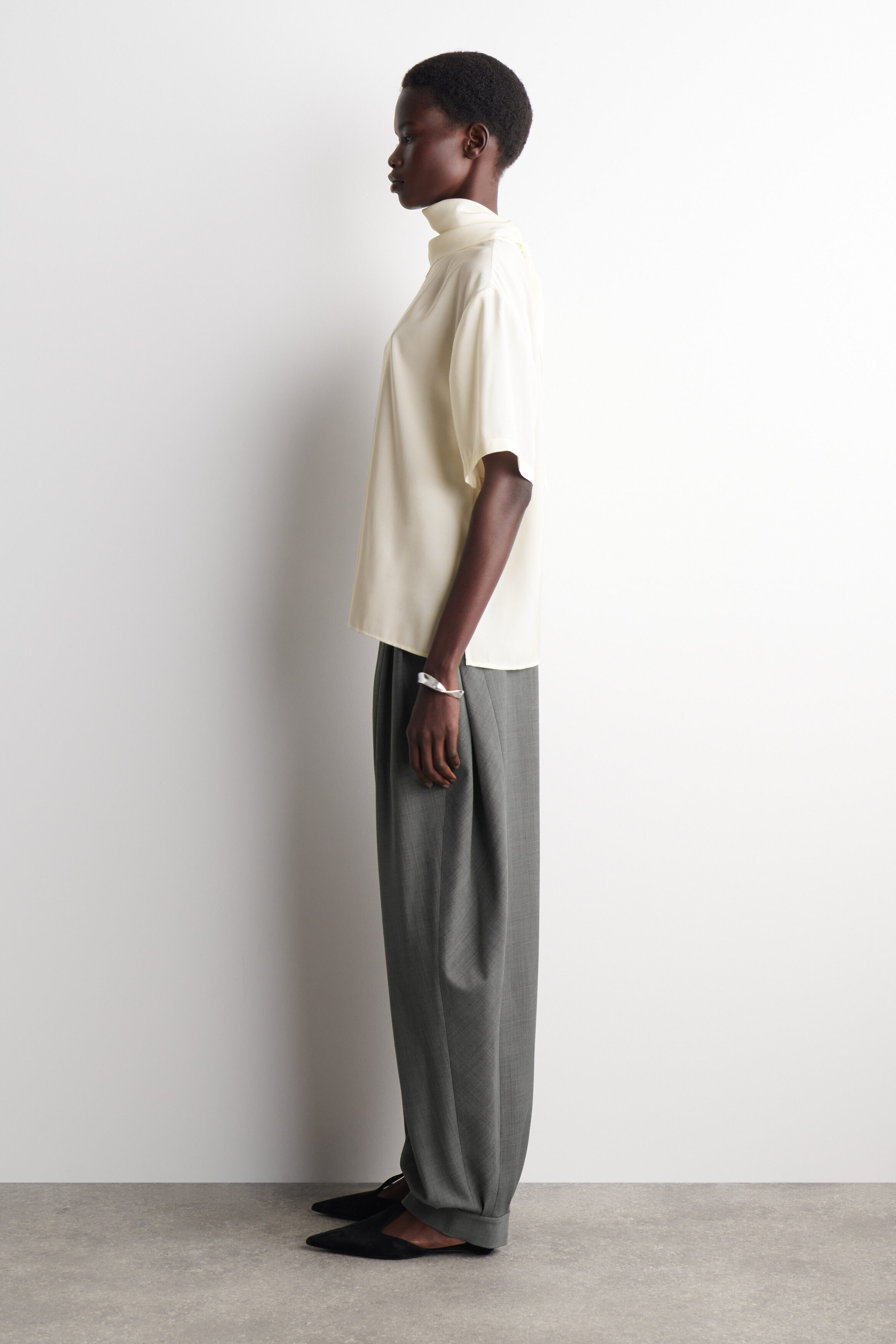 DRAPED SCARF-DETAIL TOP - IVORY | COS US