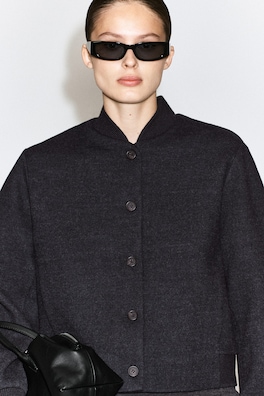 BOILED WOOL-BLEND BOMBER JACKET — CHARCOAL MÉLANGE 6