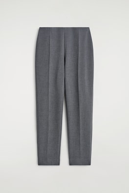 CROPPED SLIM-LEG TROUSERS — GREY MÉLANGE 2