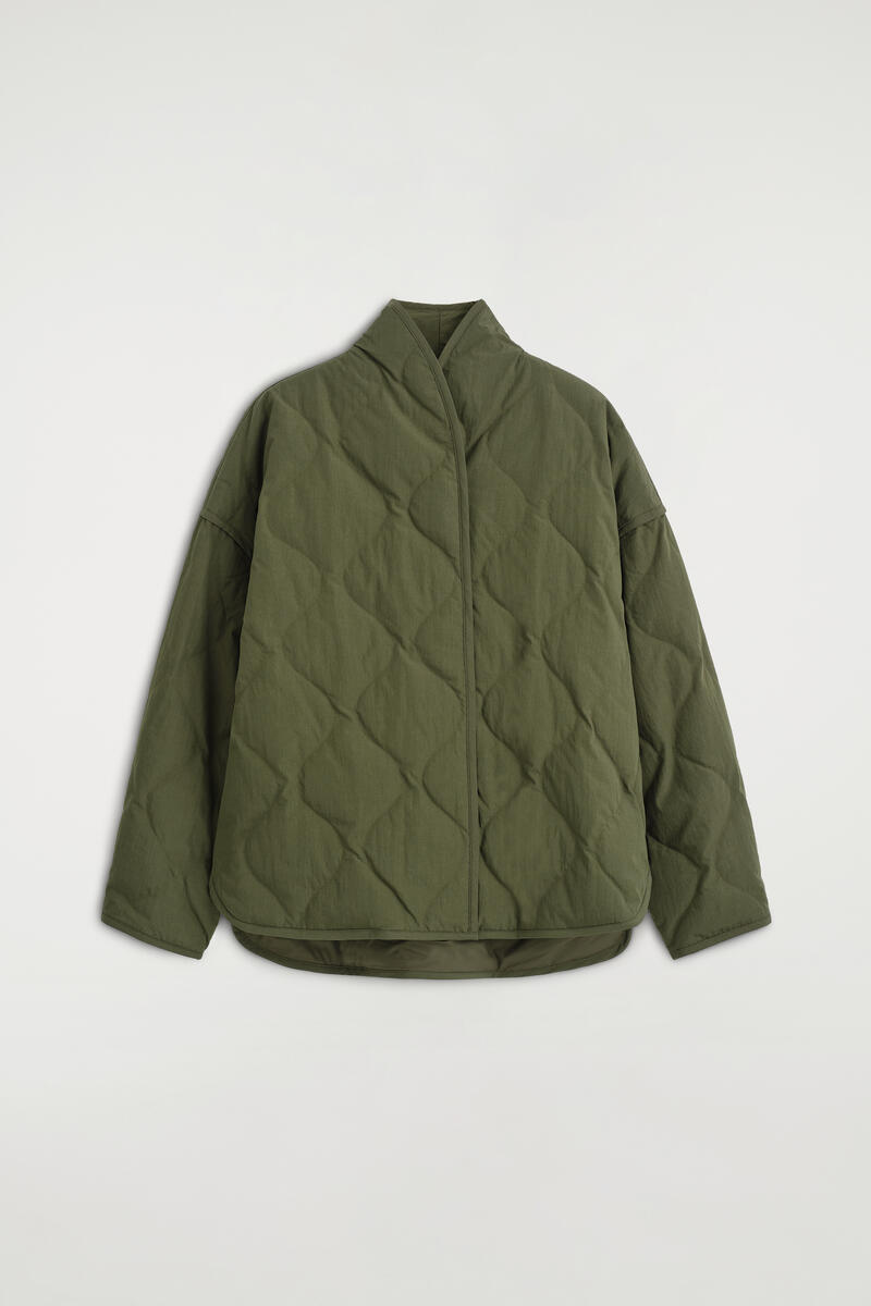 Shawl-Collar Quilted Jacket