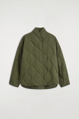 SHAWL-COLLAR QUILTED JACKET — KHAKI 10