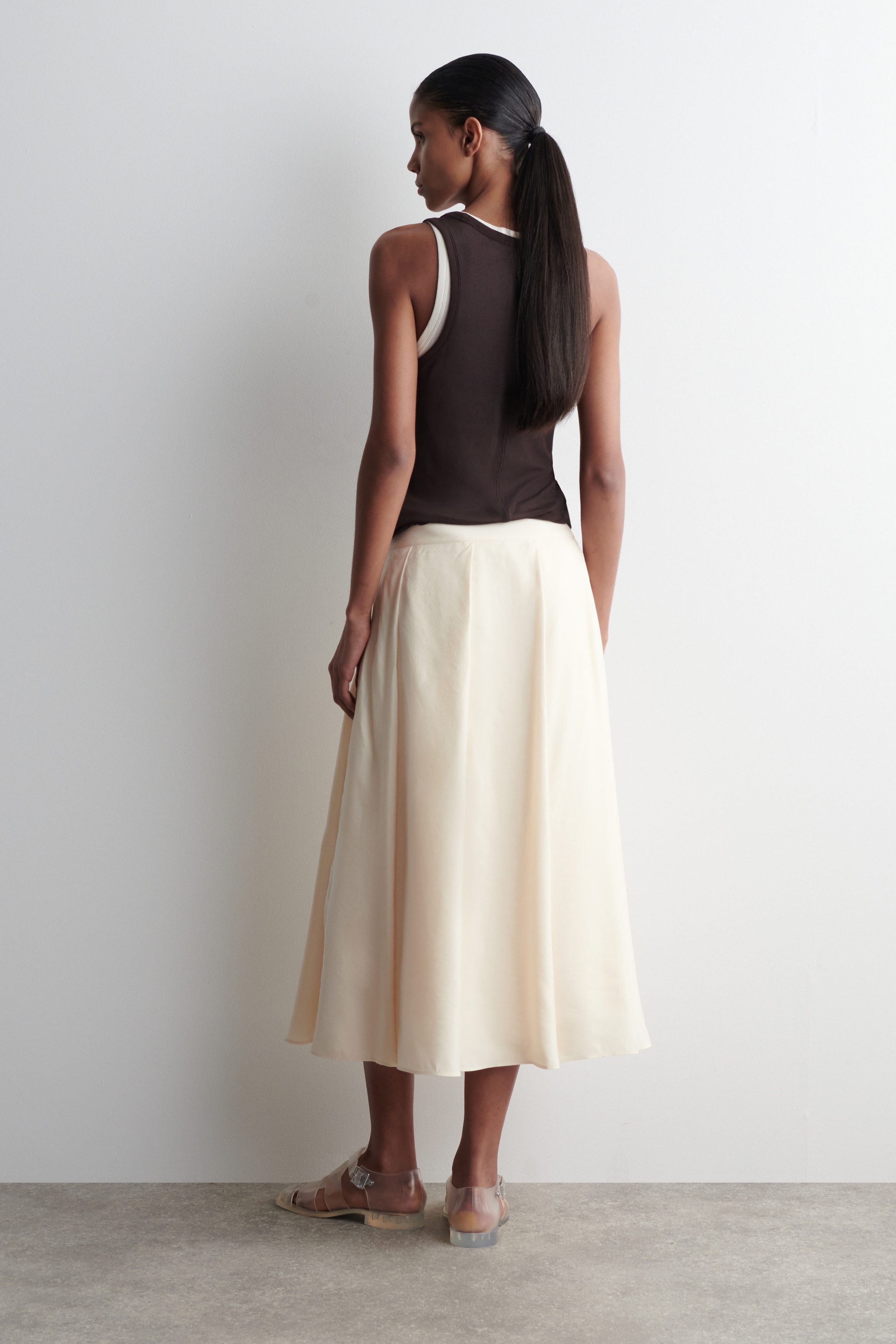 PLEATED A-LINE MIDI SKIRT
