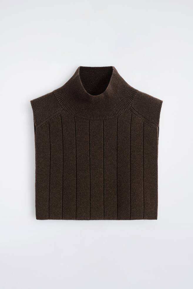 KNITTED WOOL-YAK FUNNEL-NECK VEST - DARK BROWN - 1