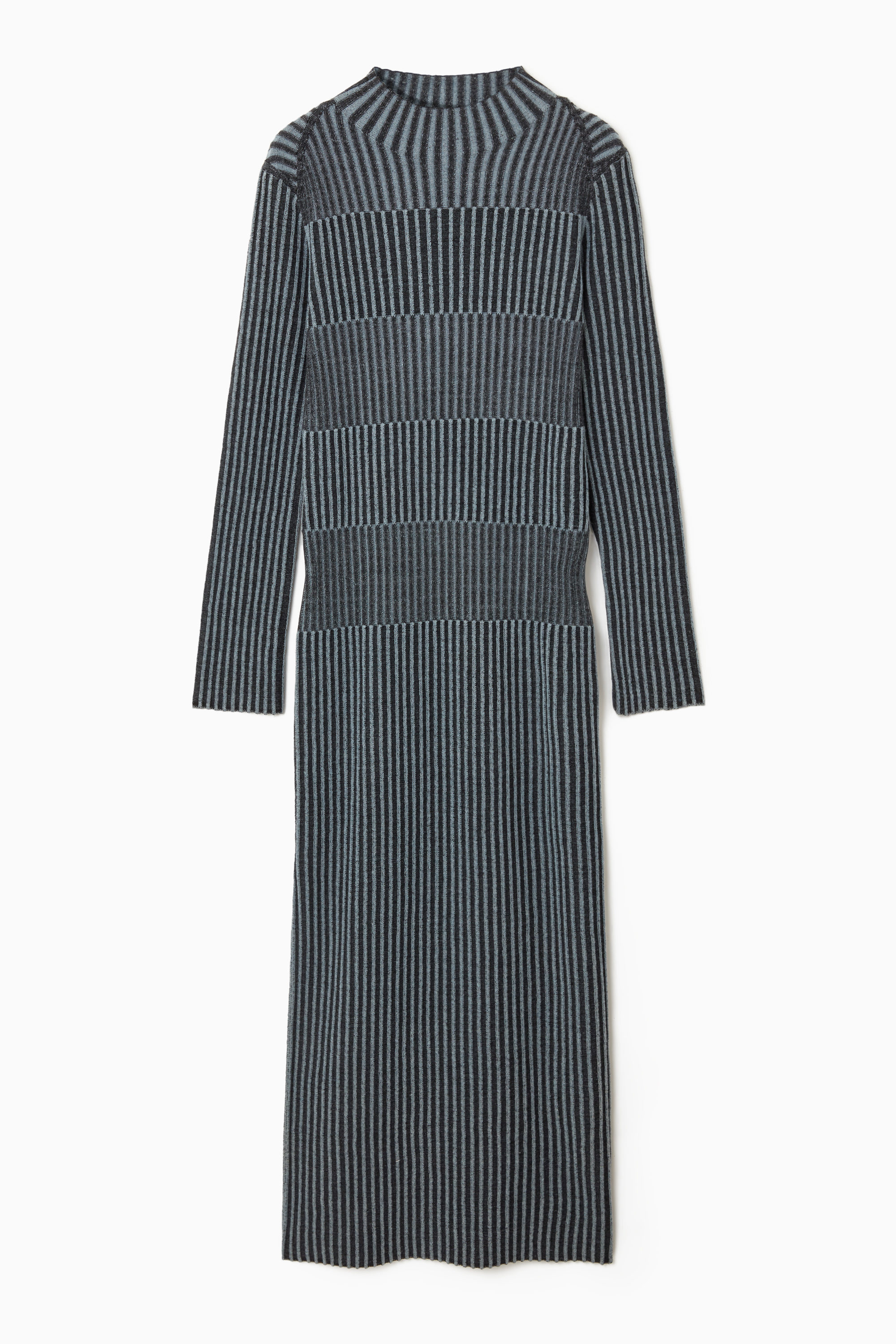 人気メーカー・ブランド MIDI RIBBED-KNIT STRIPED DRESS COS | BLUE - ワンピース