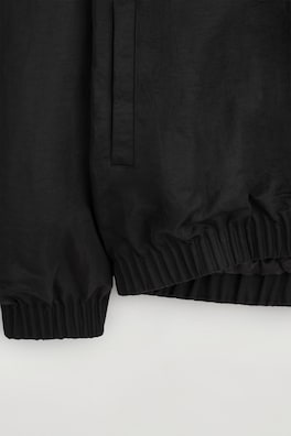 GATHERED NYLON BOMBER JACKET — BLACK 8