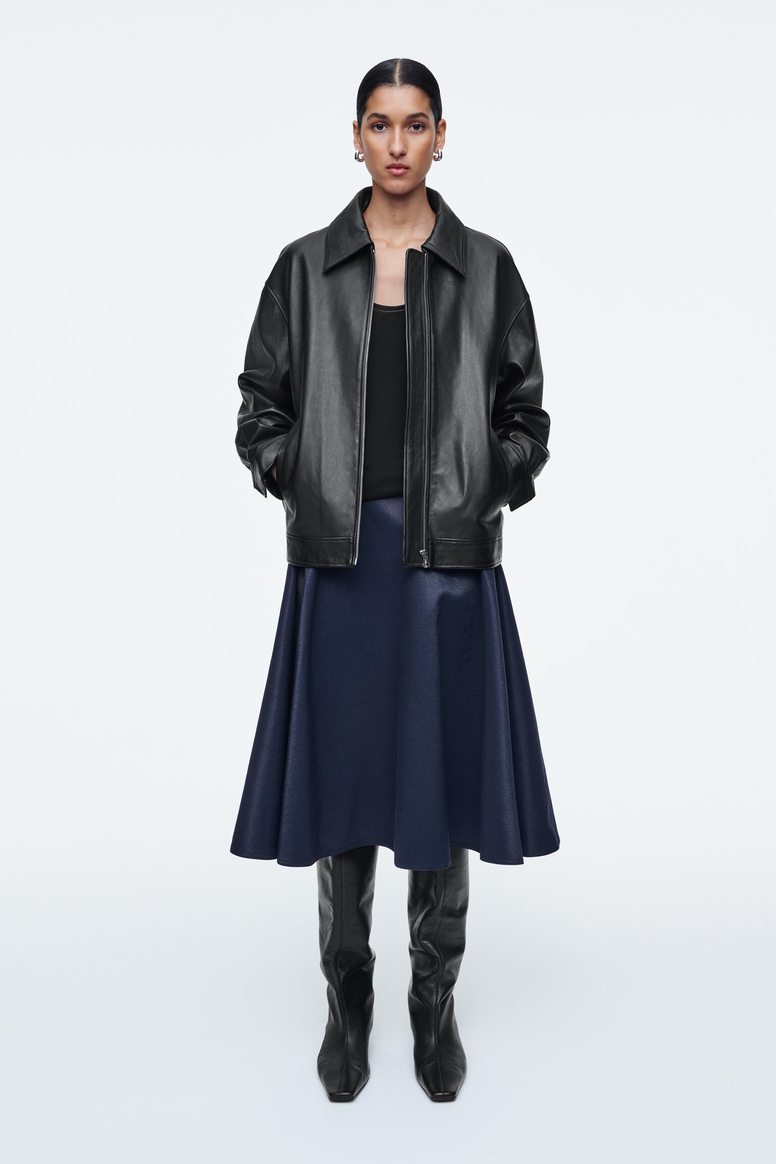 FALDA DENIM EFECTO MOJADO - AZUL OSCURO