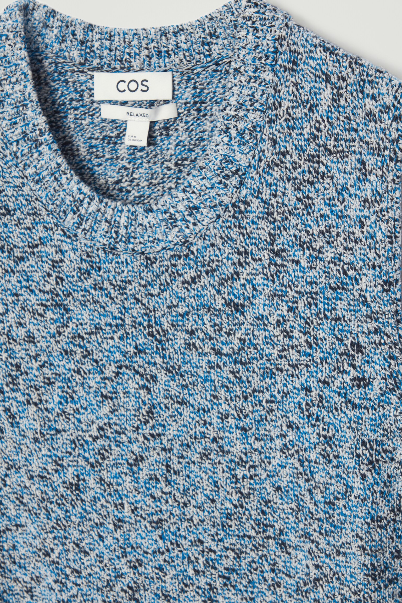 RELAXED MÉLANGE-KNIT COTTON VEST - BLUE MÉLANGE/OATMEAL MÉLANGE - 3