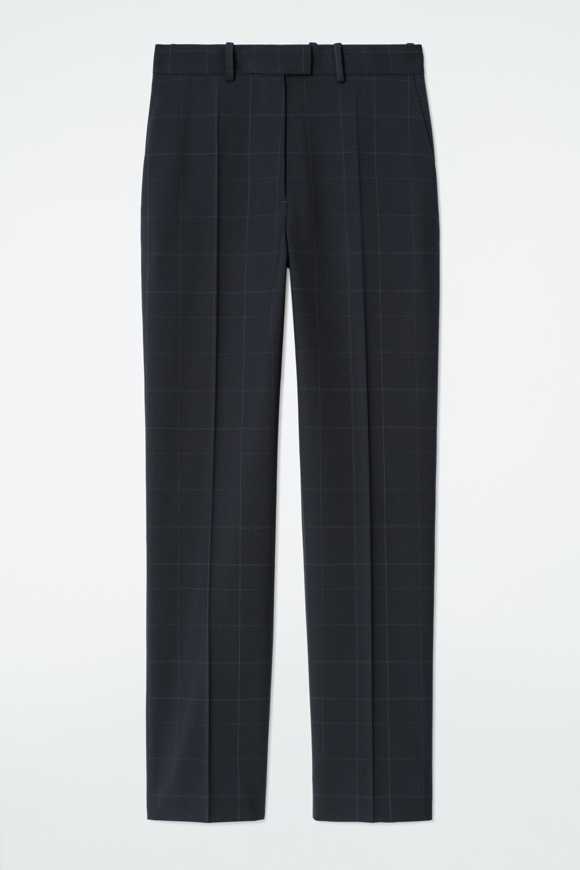 PANTALÓN RECTO CON ESTAMPADO DE CUADROS - AZUL MARINO/A CUADROS