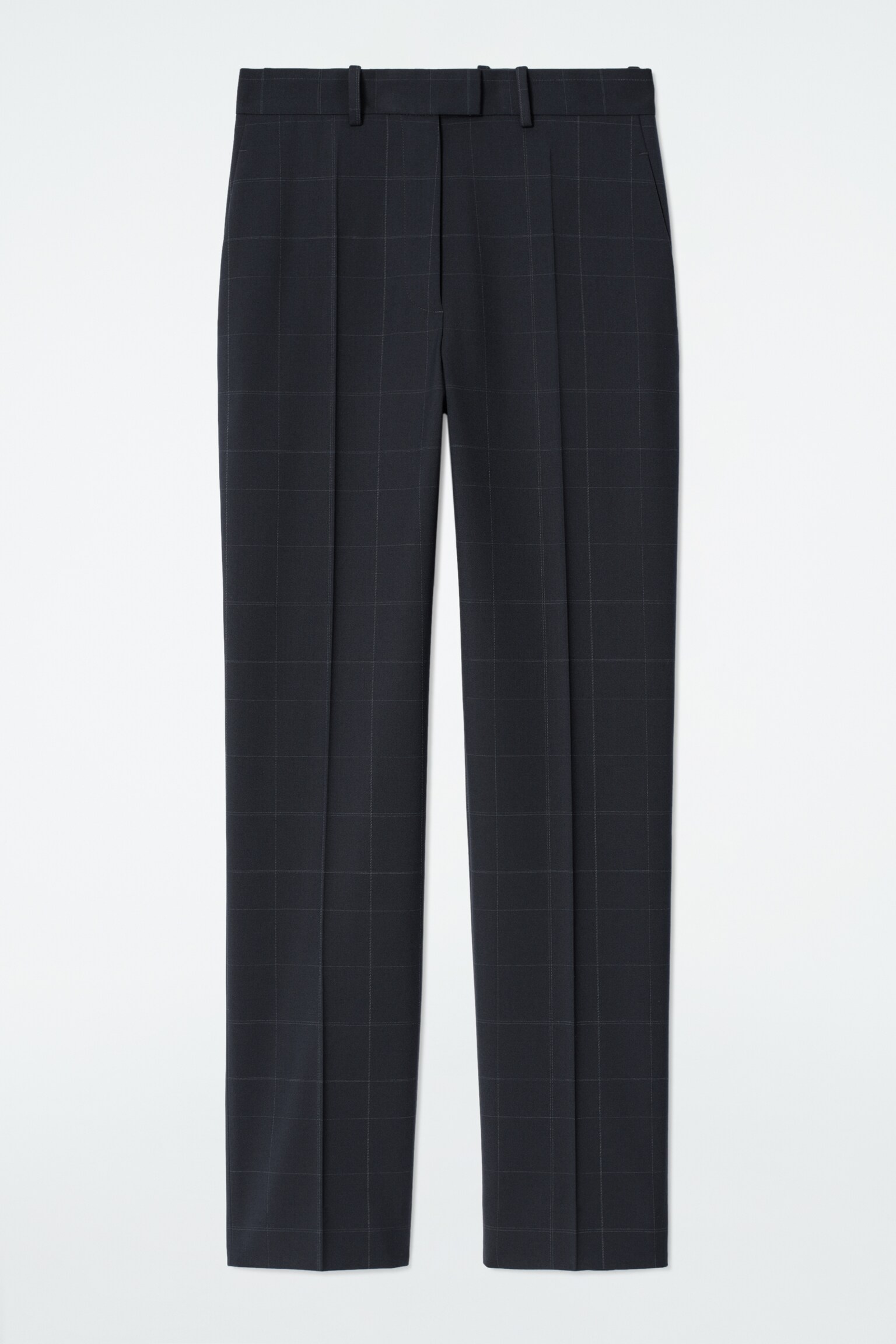 PANTALÓN RECTO CON ESTAMPADO DE CUADROS - AZUL MARINO/A CUADROS - 2