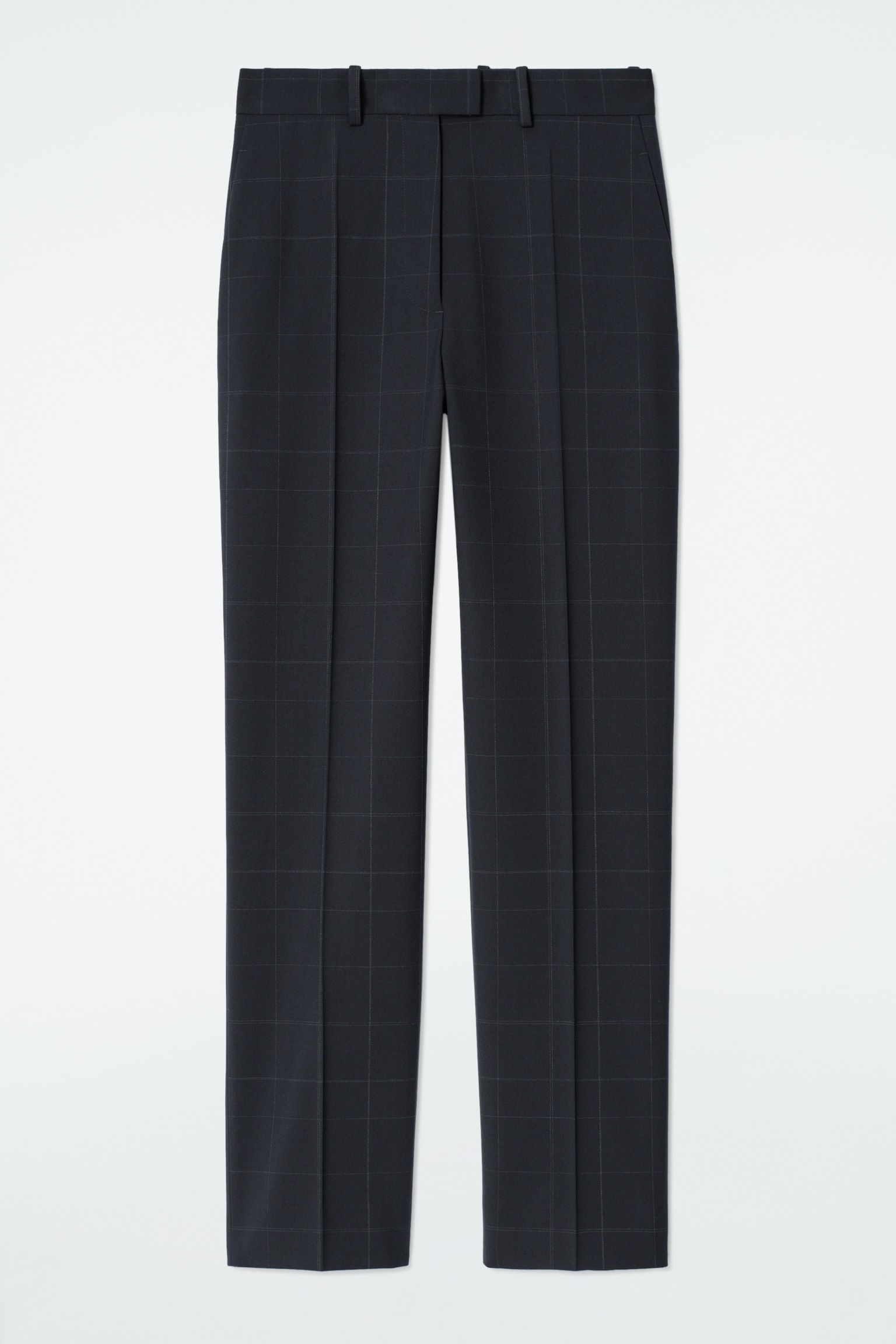 WINDOWPANE-CHECK STRAIGHT-LEG TROUSERS - NAVY / CHECKED - 2