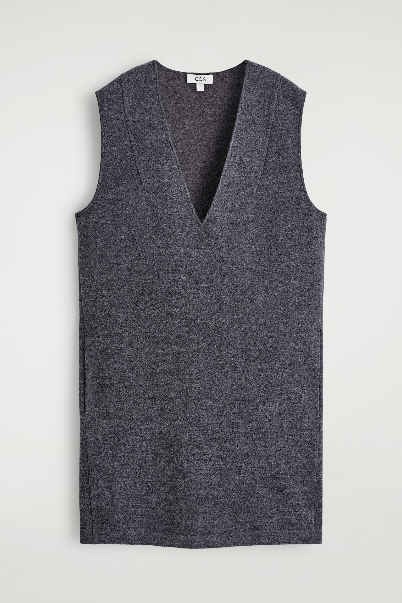 ROBE COURTE À ENCOLURE EN V EN LAINE BOUILLIE - GRIS FONCÉ CHINÉ/NOIR - 2
