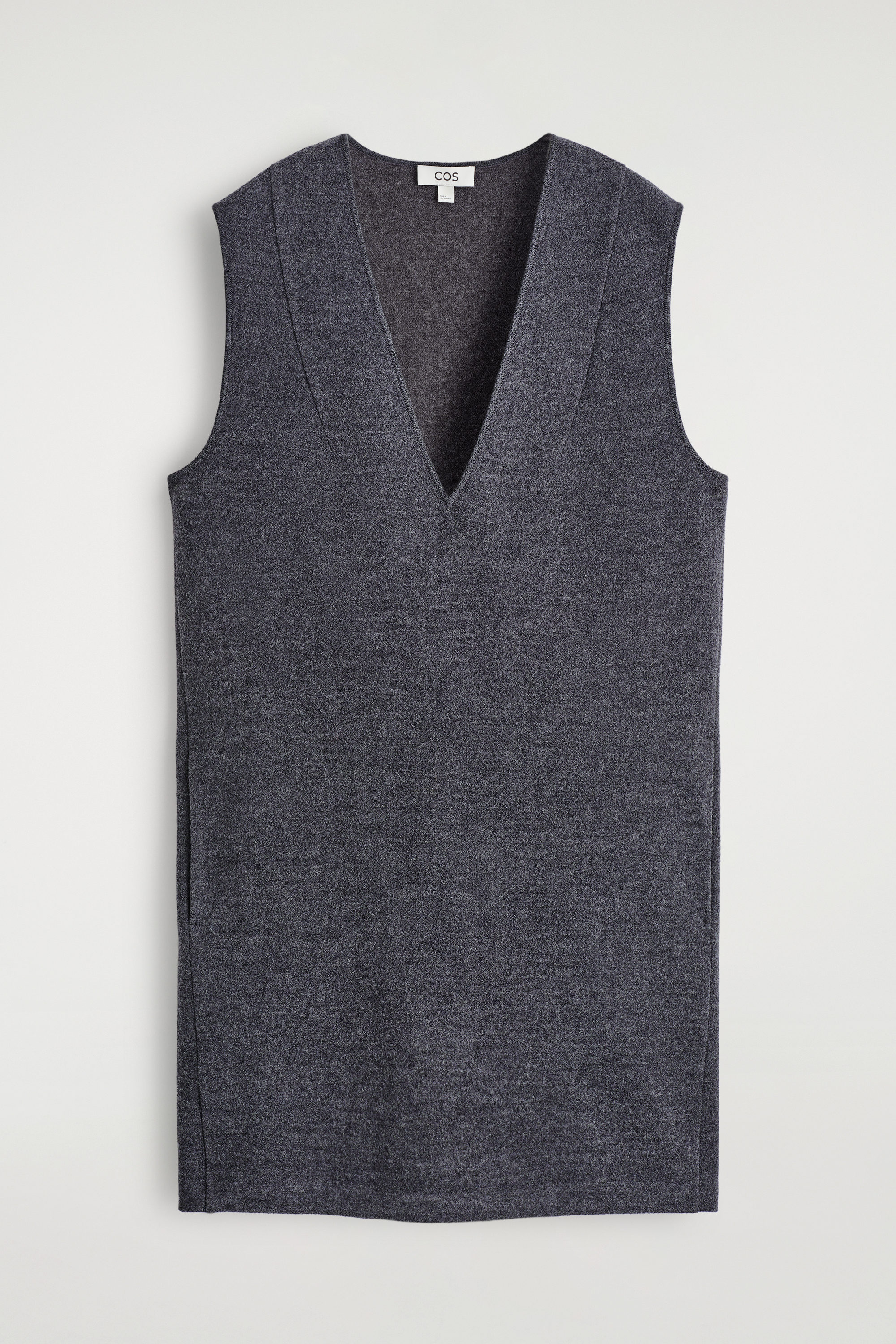 MERINO WOOL V-NECK VEST - BROWN MÉLANGE | COS