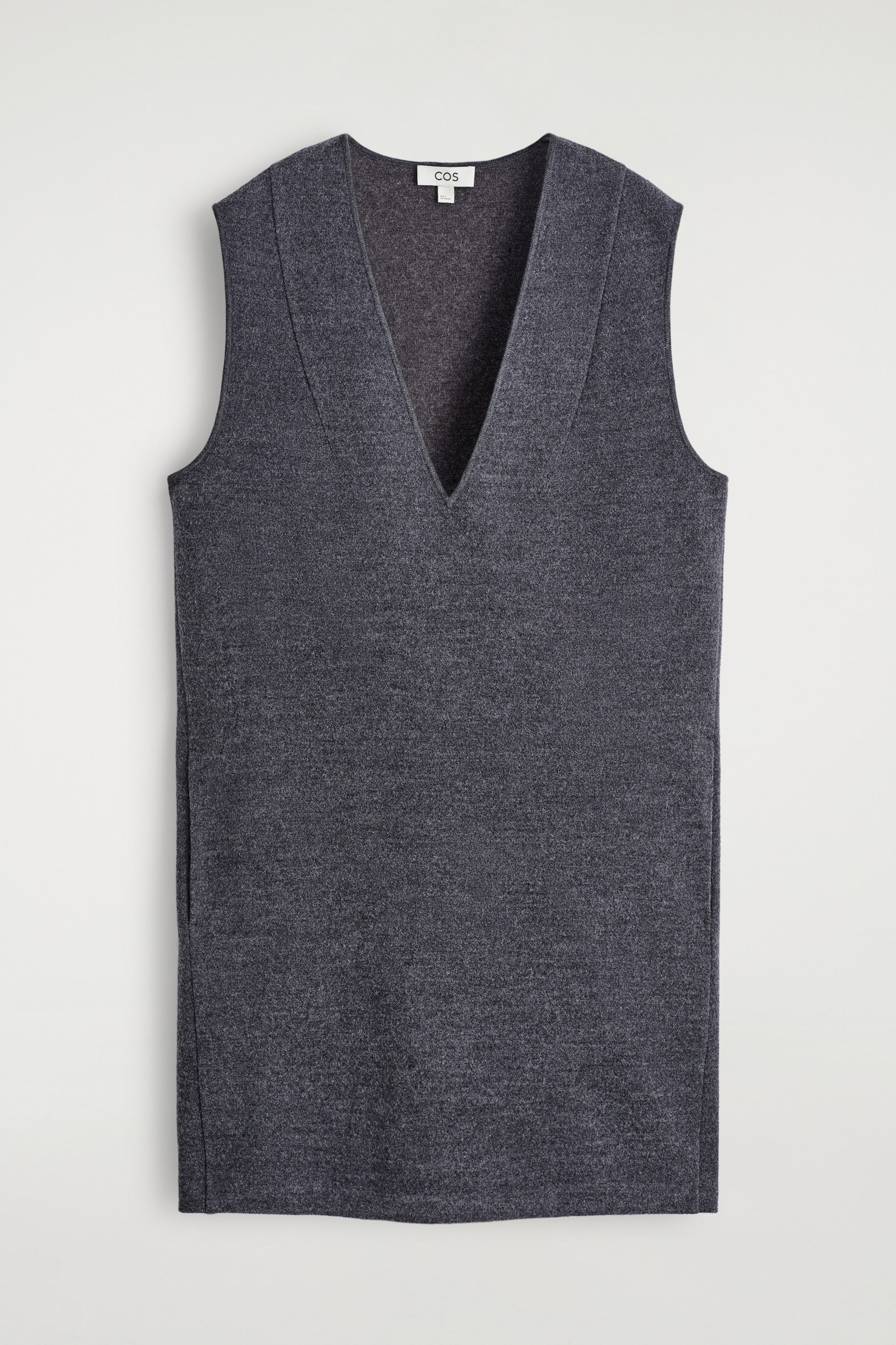 BOILED WOOL V-NECK MINI DRESS