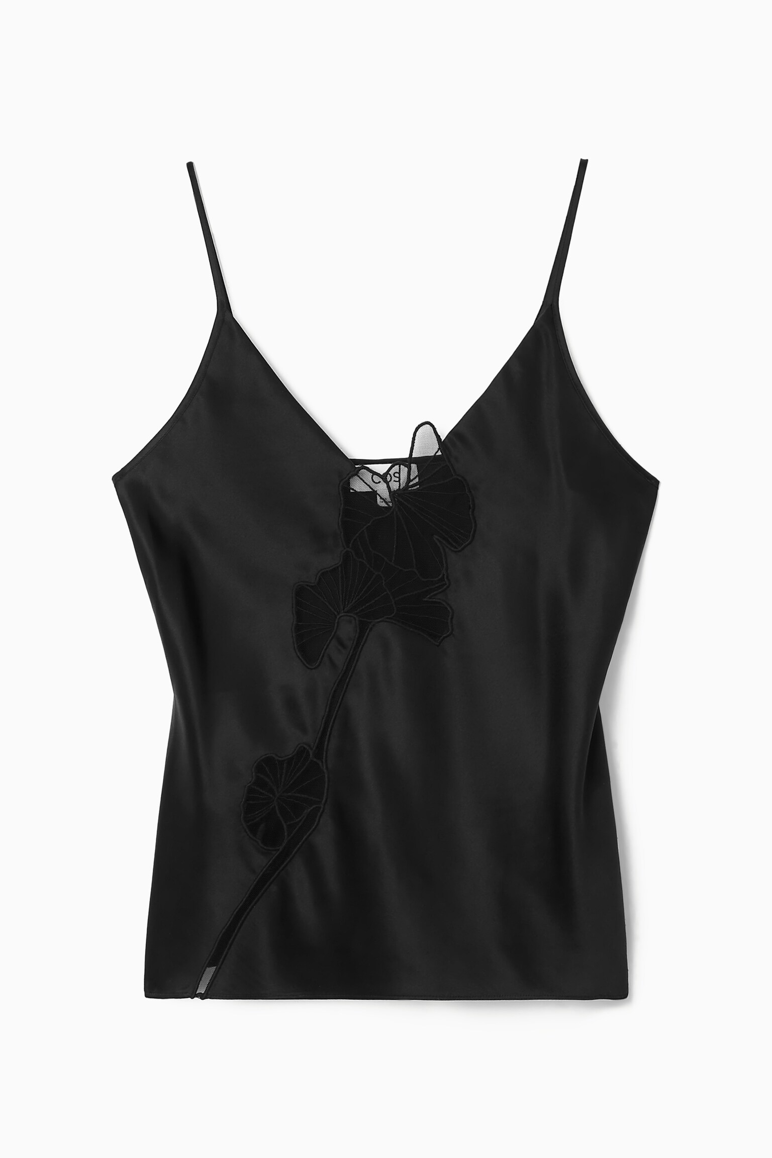 LACE-PANELLED SILK CAMISOLE - BLACK