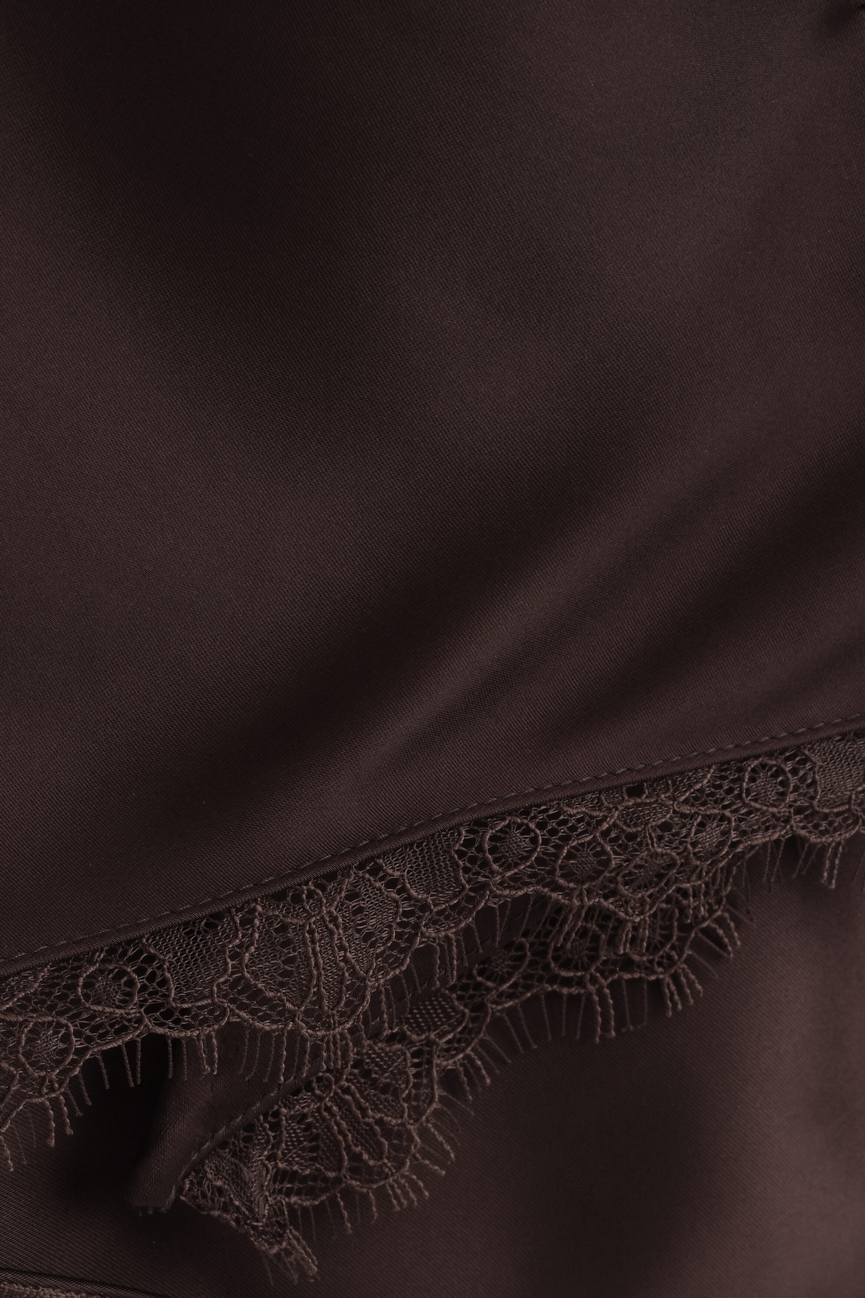 LACE-TRIMMED SATIN HEADSCARF — BROWN