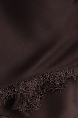 LACE-TRIMMED SATIN HEADSCARF — BROWN 4