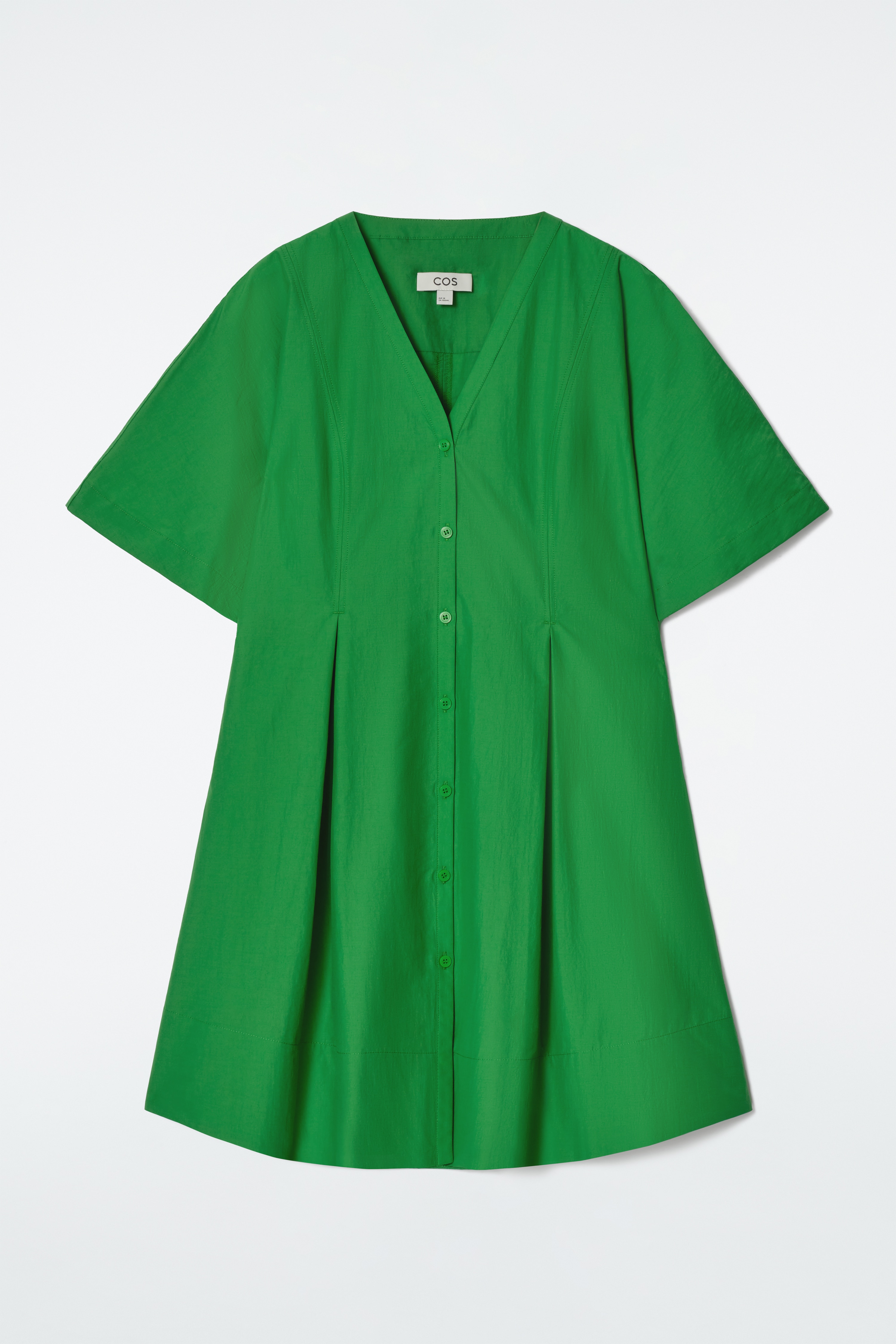 VESTIDO CORTO EVASÉ PLISADO - VERDE/NEGRO