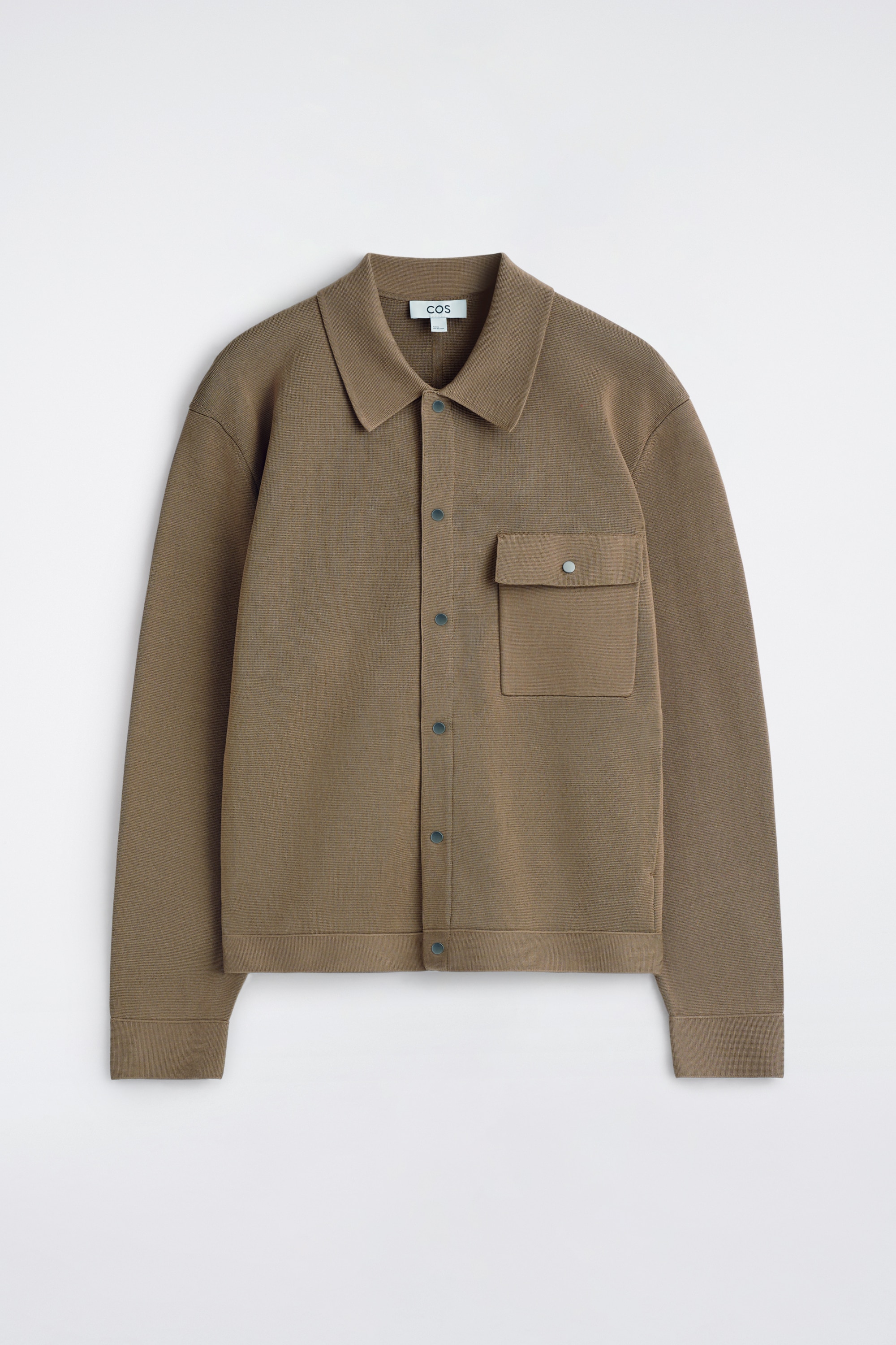 KNITTED COTTON JACKET - BROWN