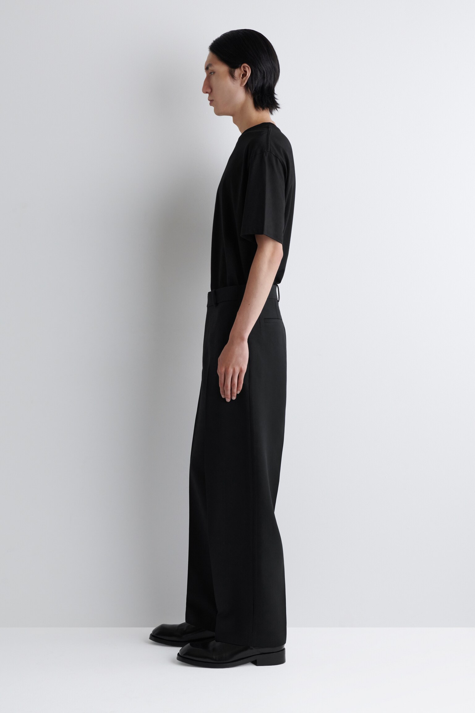 PANTALÓN STRAIGHT-LEG EN MEZCLA DE LANA - NEGRO/MARRÓN OSCURO - 4